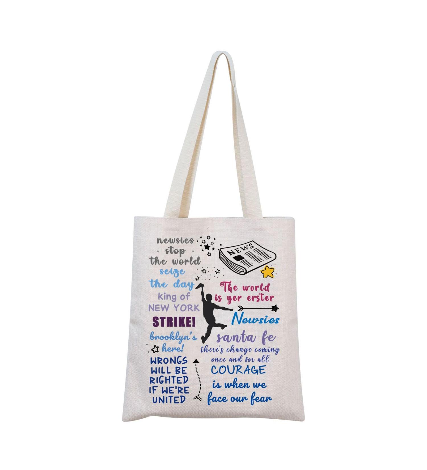 Shop Newsies Tote Bag | Musical Newsies Merchandise | Unique Music Quote Tote - Buy Online on GoSupps.com