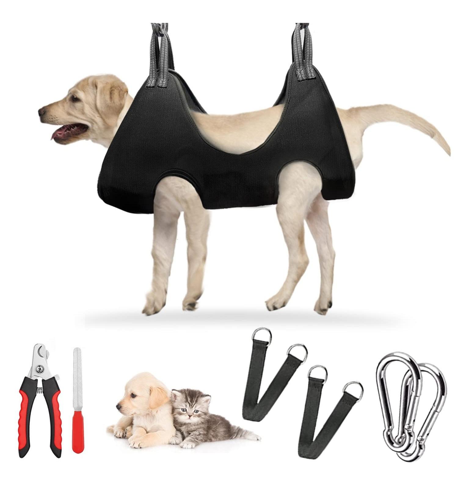 ZVBBON Dog Nail Trimming Hammock - Breathable Sling for Grooming Small & Large Dogs (L Black) - Buy Online on GoSupps.com
