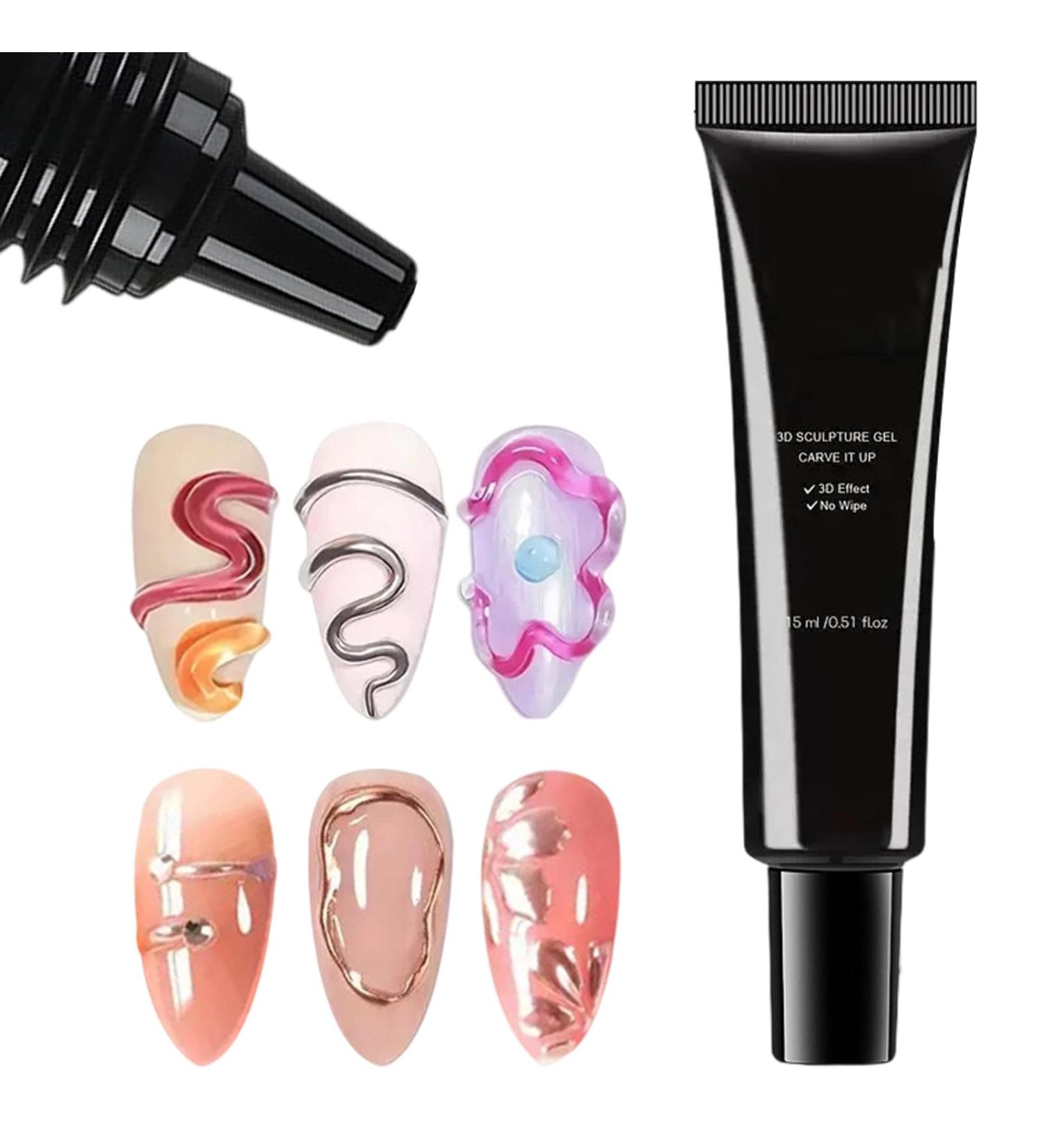 Sculpting Gel - Pink - Nail Decoration - Highlighting - 3D Color Gel for women girls beginners and nail artists with application and creativity