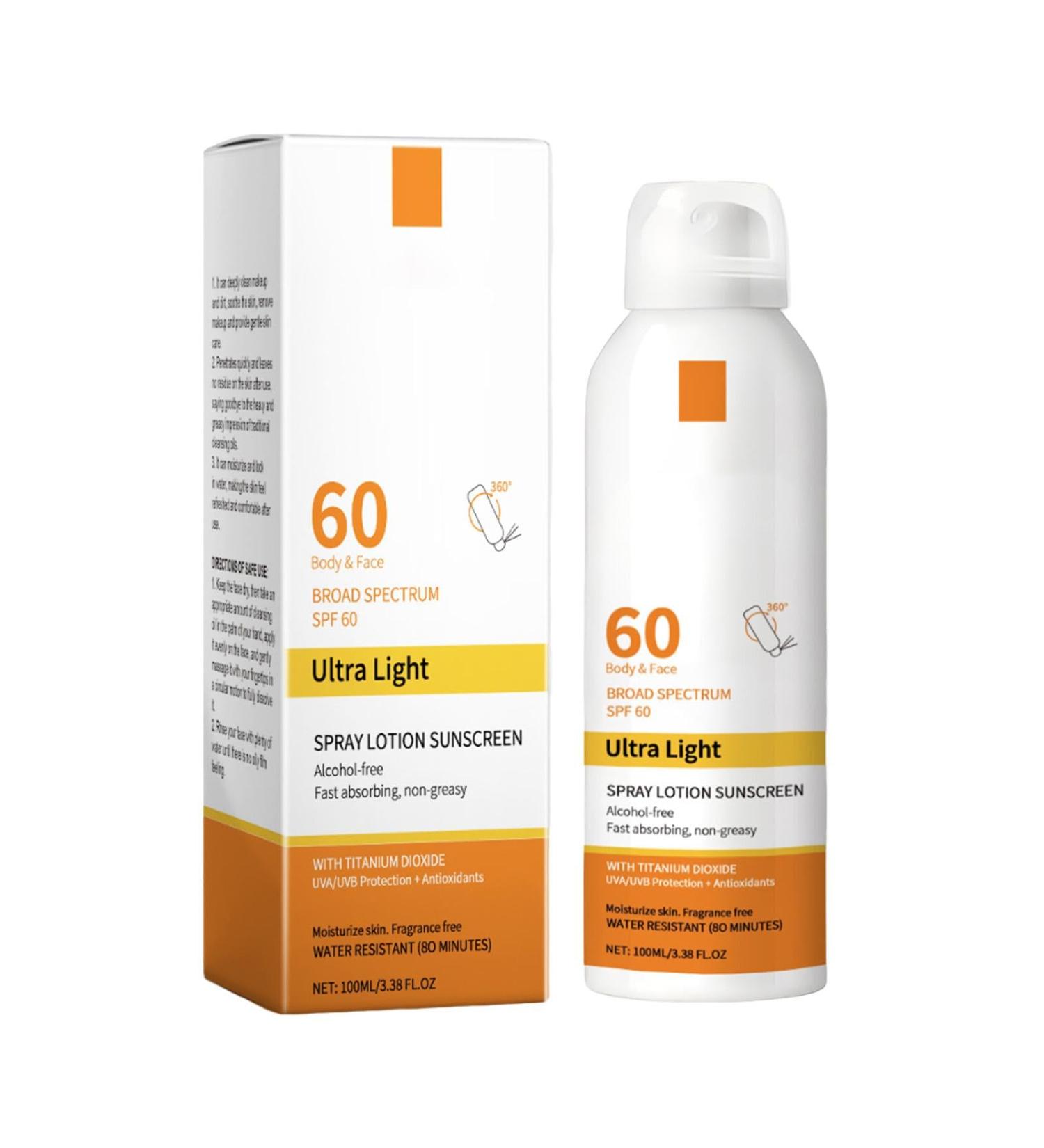 SPF 60 Sun Protection Spray Sunscreen Mist Moisturising Spray Lotion Sun Protection For Body Non-Greasy & Water-Resistant Sunscreen Lightweight UVA & UVB Protection - Buy Online on GoSupps.com
