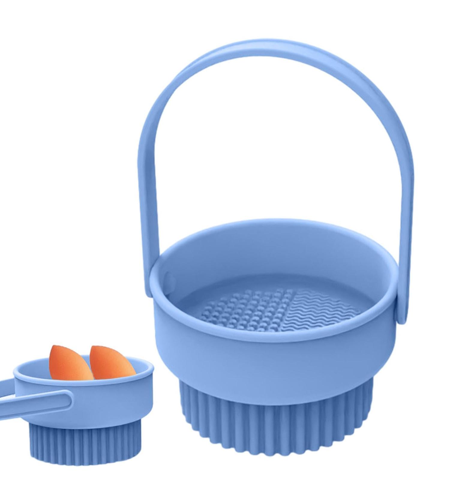 Makeup Brush Cleaner Bowl Brush Cleaning Bowl Cosmetic Brush Cleaning Basin Makeup Brush Washing Bowl Brush Scrubber Bowl Makeup Brush Rinse Bowl Brush Cleansing Bowl Makeup Brush Spa Blue - Buy Online on GoSupps.com