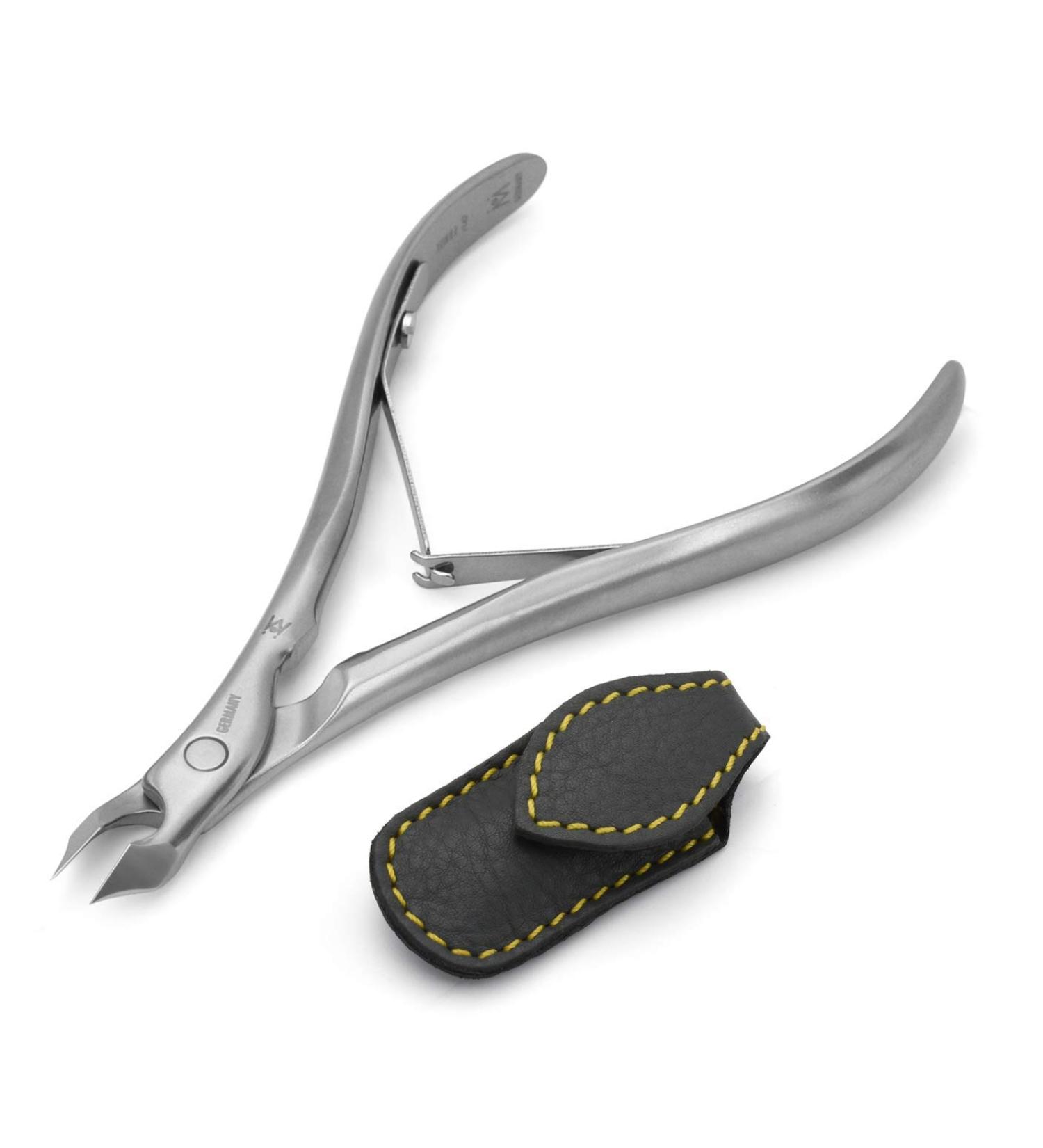 GERMANIKURE Tower Point Cuticle Trimmer - 3/4 Full Jaw Nipper - Ethically Made in Germany - FINOX Stainless Steel Sharp Cuticle Remover - Professional Manicure Tool in Leather Case - Buy Online on GoSupps.com