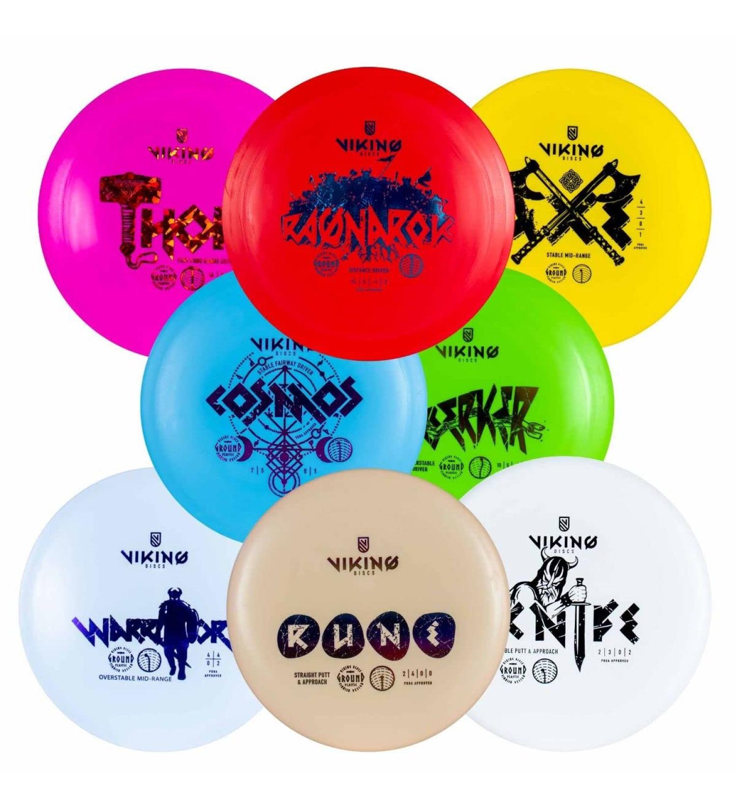 Viking Discs 8-Disc Set - Premium Ground Plastic Disc Golf Equipment Bulk Set - Buy Online on GoSupps.com