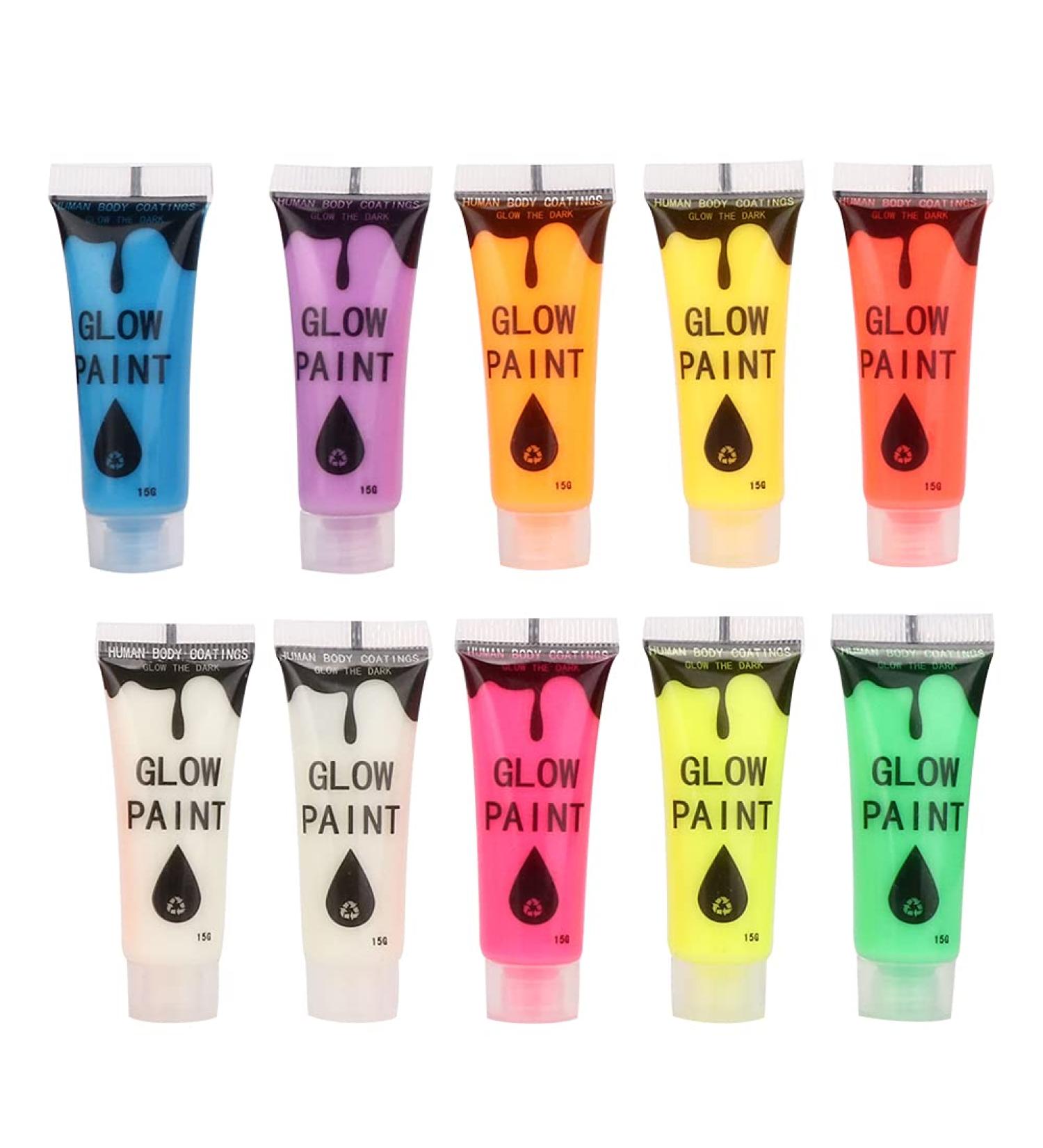 10 Pieces Fluorescent Nail Powder - DIY Body Art & UV Glow Makeup | Neon Black Light Body Paint for Face & Body - Buy Online on GoSupps.com
