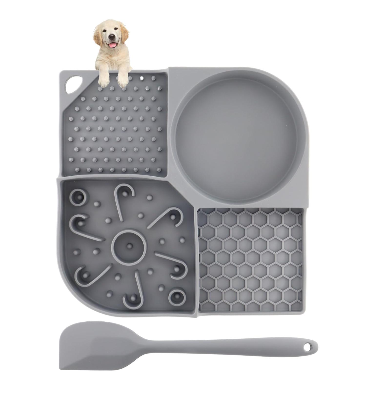 Buy Katiak Leckmatt Dog Lick Mat (21x21cm) - Suction Cup Non-Slip BPA-Free Gray Includes Silicone Spatula - Anxiety Relief for Dogs - International Shipping Available - Buy Online on GoSupps.com