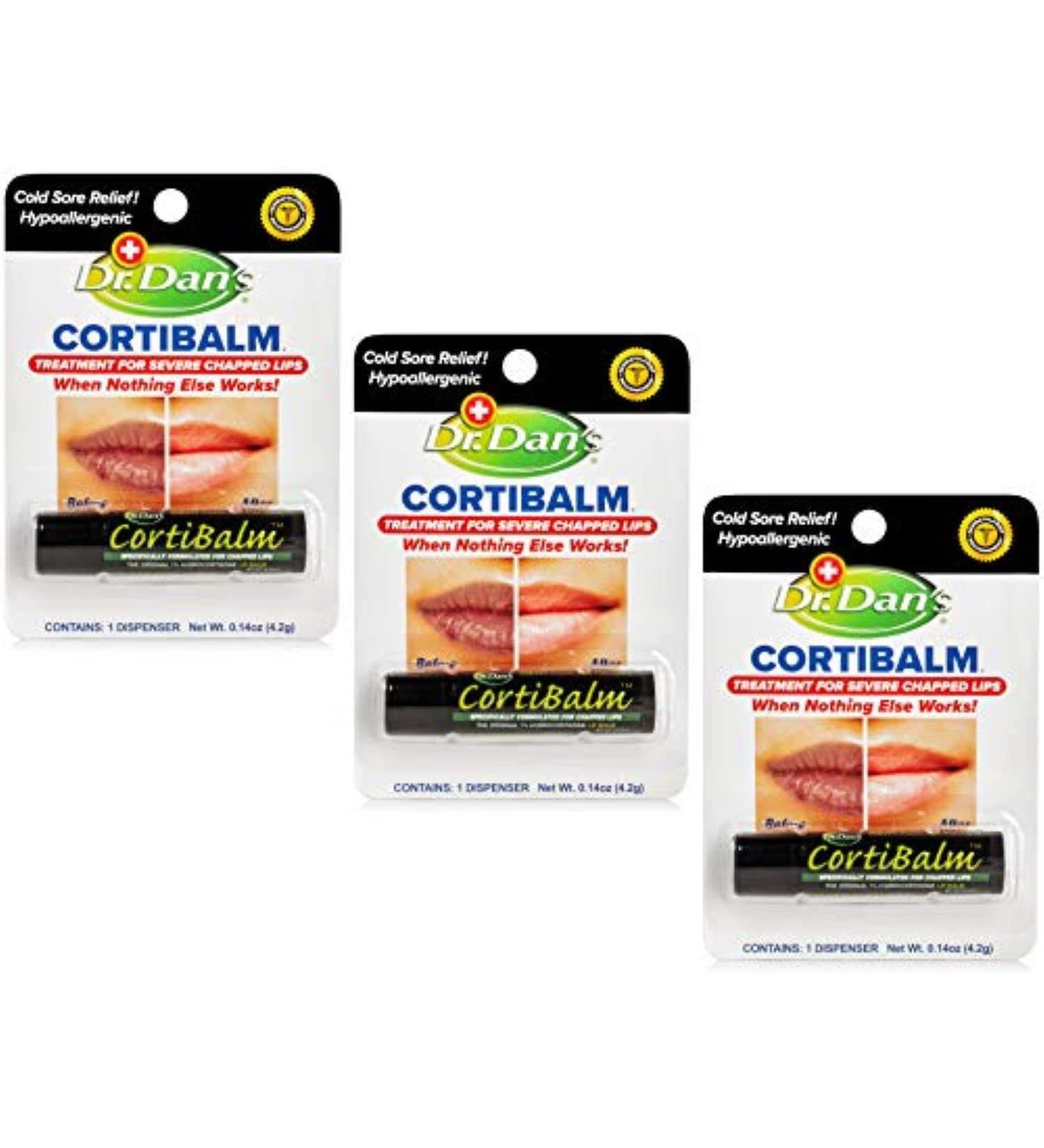 Dr. Dan's Cortibalm 3-Pack - Healing Lip Balm for Dry Cracked Lips - Men, Women, Children - 0.14 oz - Buy Online on GoSupps.com