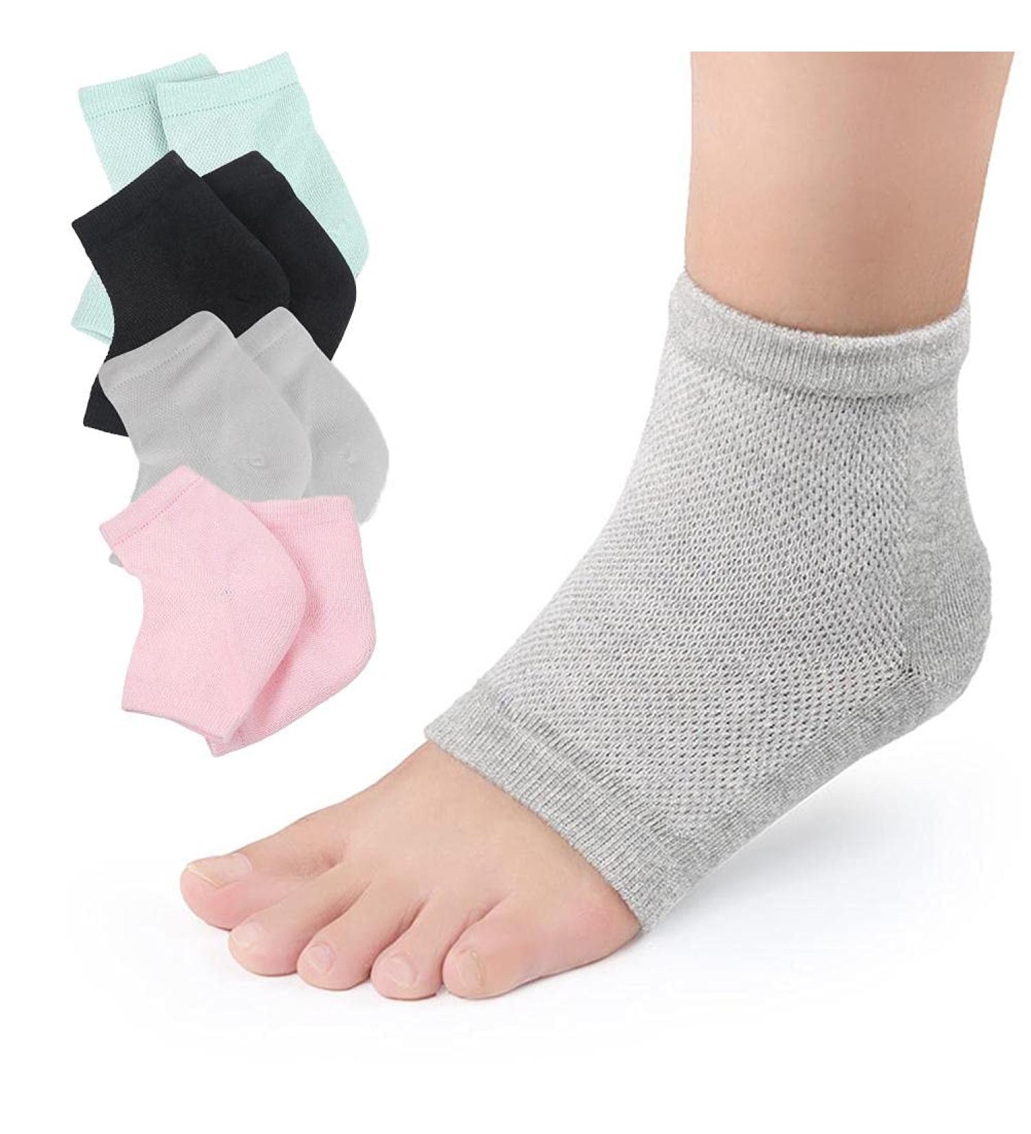 Xiongqi Soft Heel Socks - 4 Pairs Moisturizing Gel Open Toe Socks for Cracked Skin Care - Buy Online on GoSupps.com