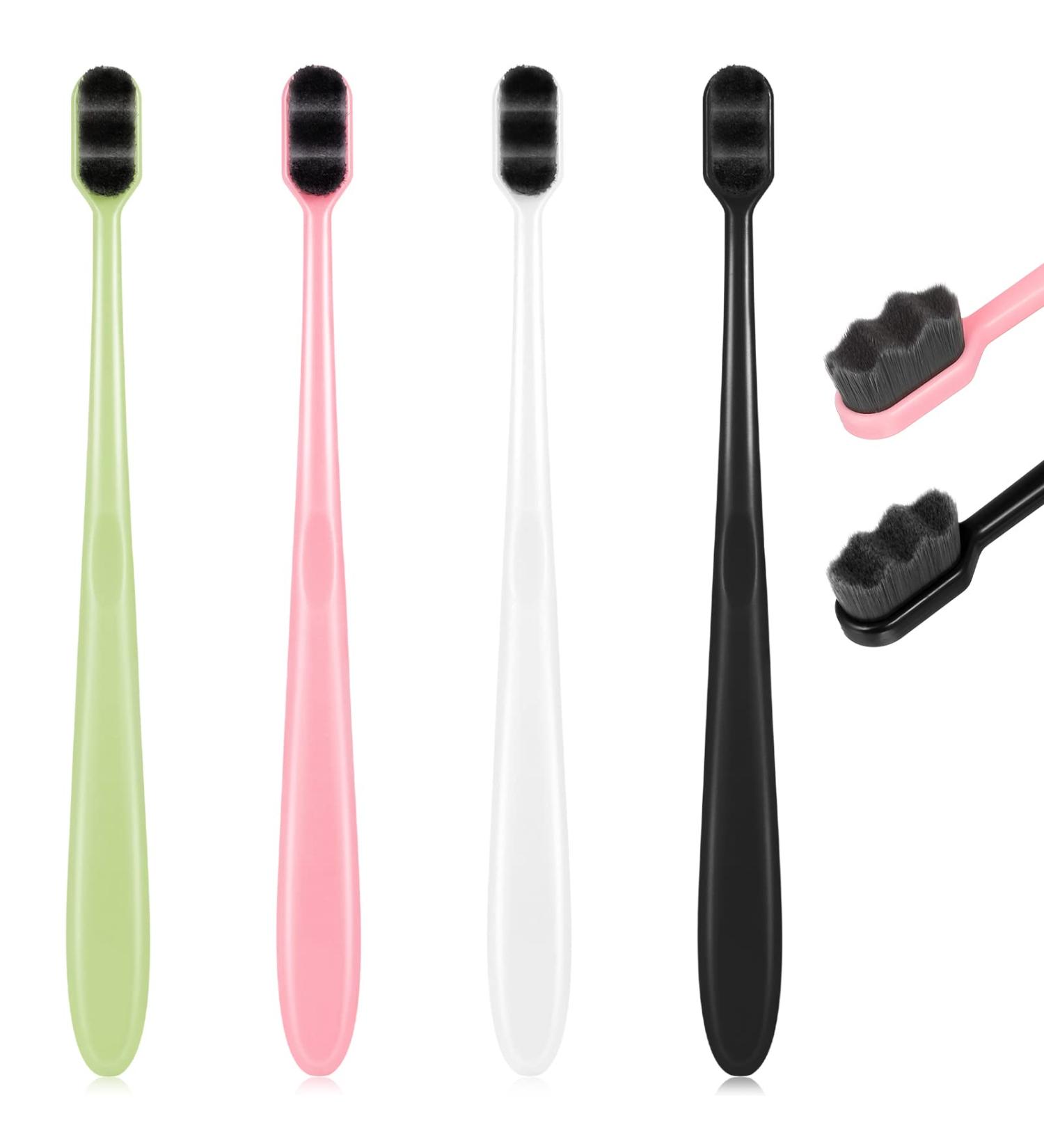 4 Pack Nano Toothbrush - Soft Bristle Manual Toothbrush with 20 000 Micro Bristles for Adults & Children Gentle for Fragile Gums - Buy Online on GoSupps.com