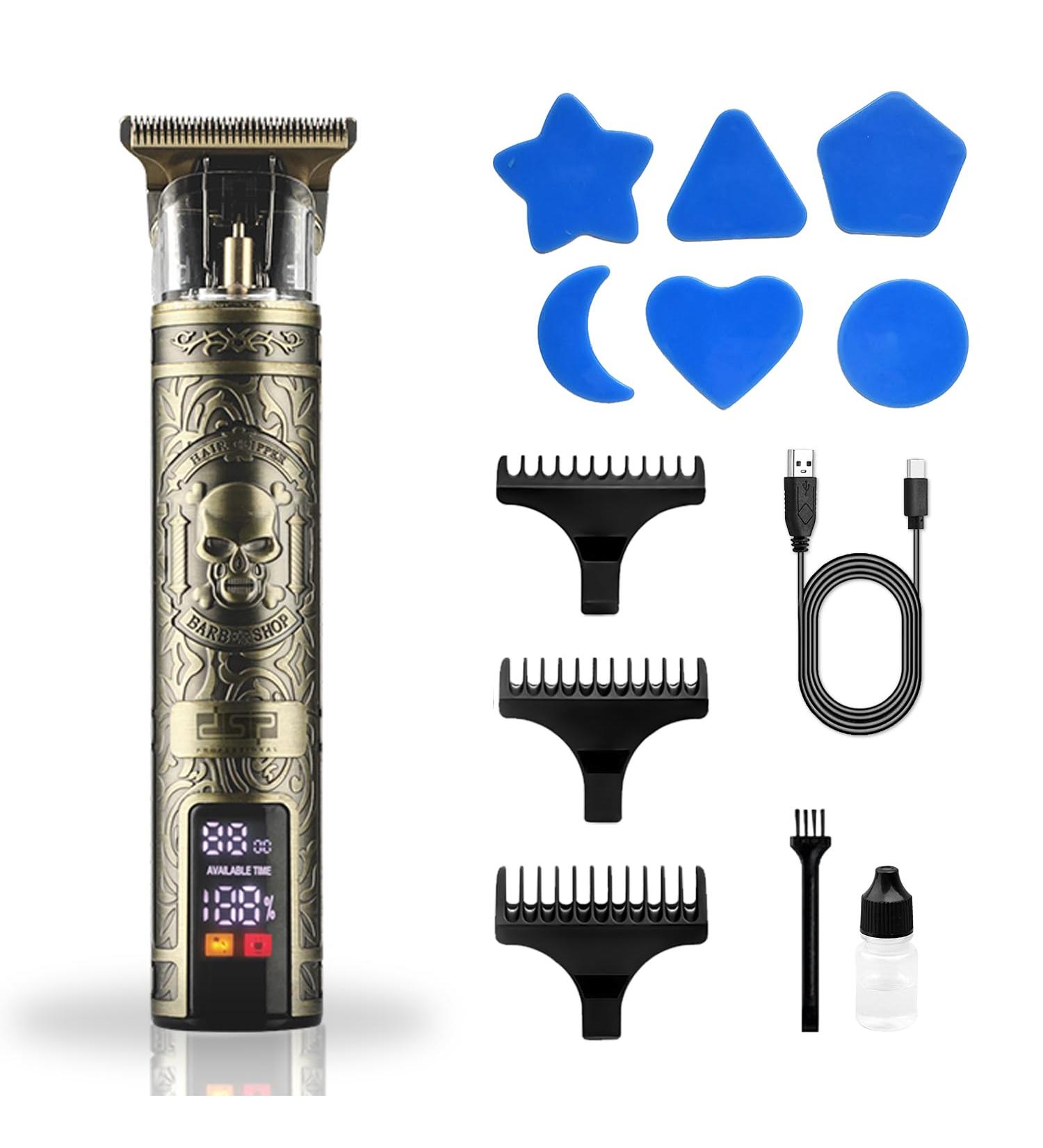 DSP Cordless Men's Beard Trimmer - Zero Gap LED 7500RPM Type-C Quick Charge 3-Speed with 4 Combs - Skull 91009 - Buy Online on GoSupps.com