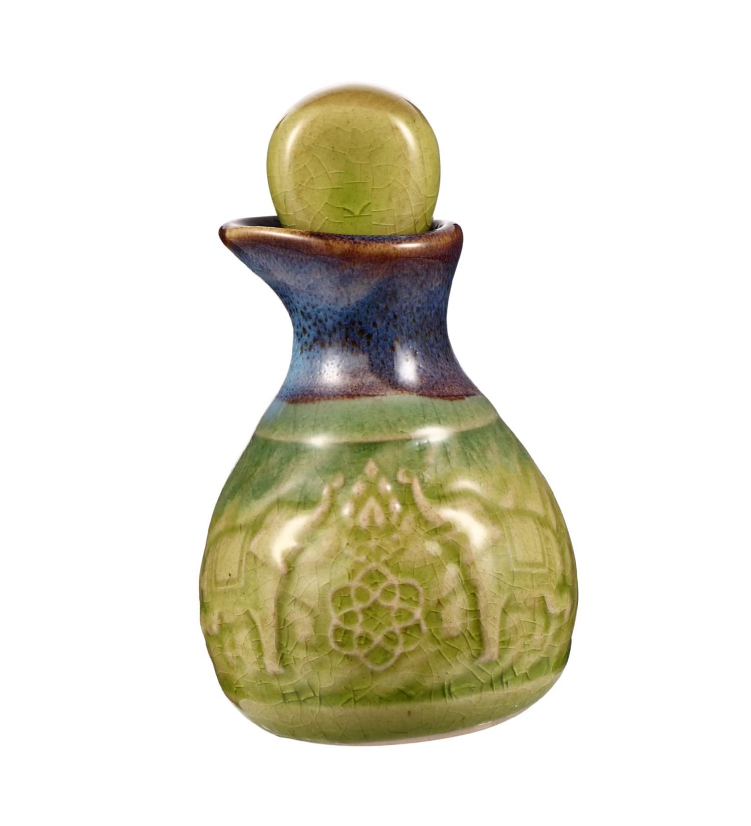 DOITOOL 1 Set Aromatherapy Bottle Condiment Container Ceramic Bottle Porcelain Vinegar Pot Diffuser Essential Oil Bottle with Stopper Liquid Containers Art Lotion Ornaments Ceramics Mini 9.5X5.5cm Green - Buy Online on GoSupps.com