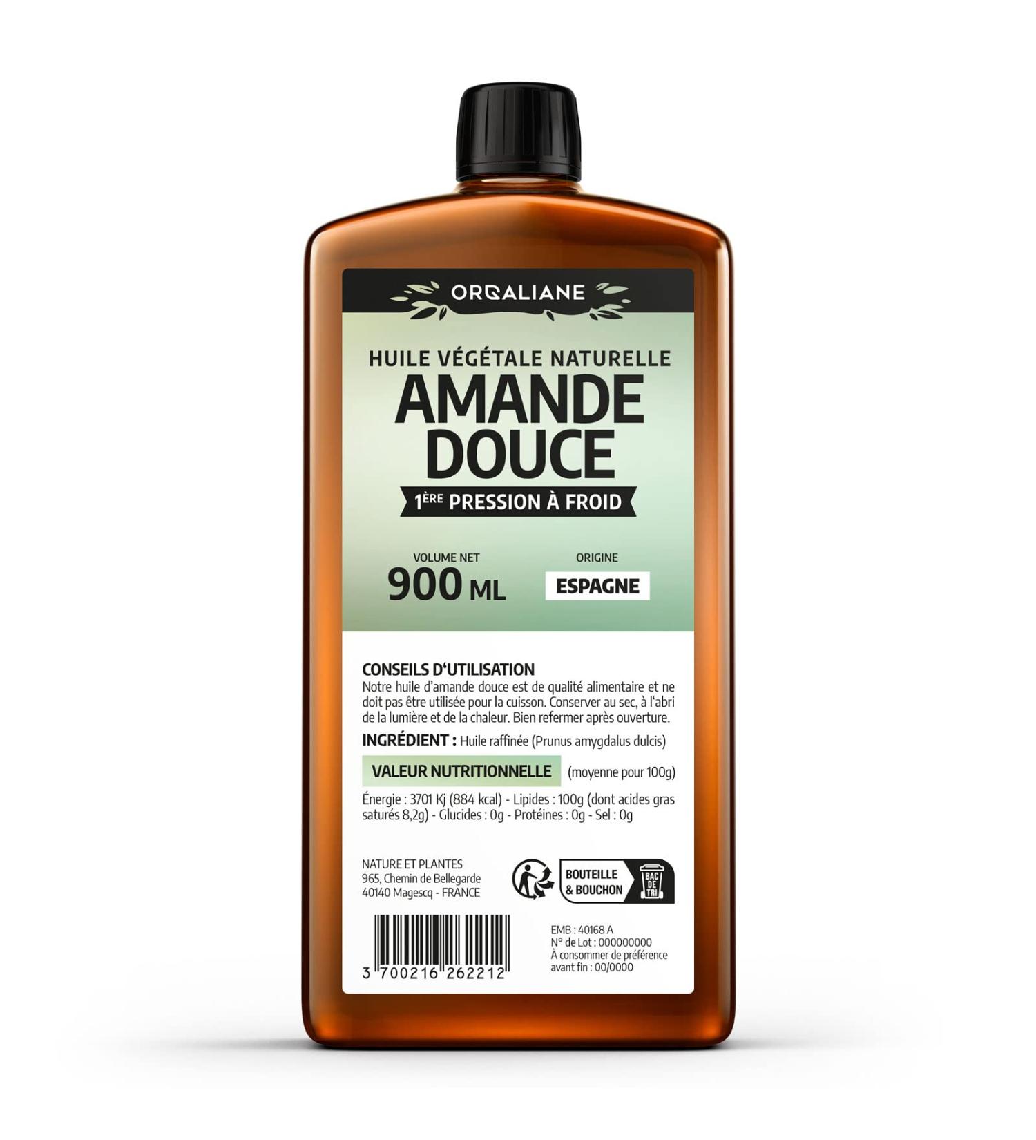Sweet Almond Oil 900 ml 100% Natural Cold Pressed - Buy Online on GoSupps.com