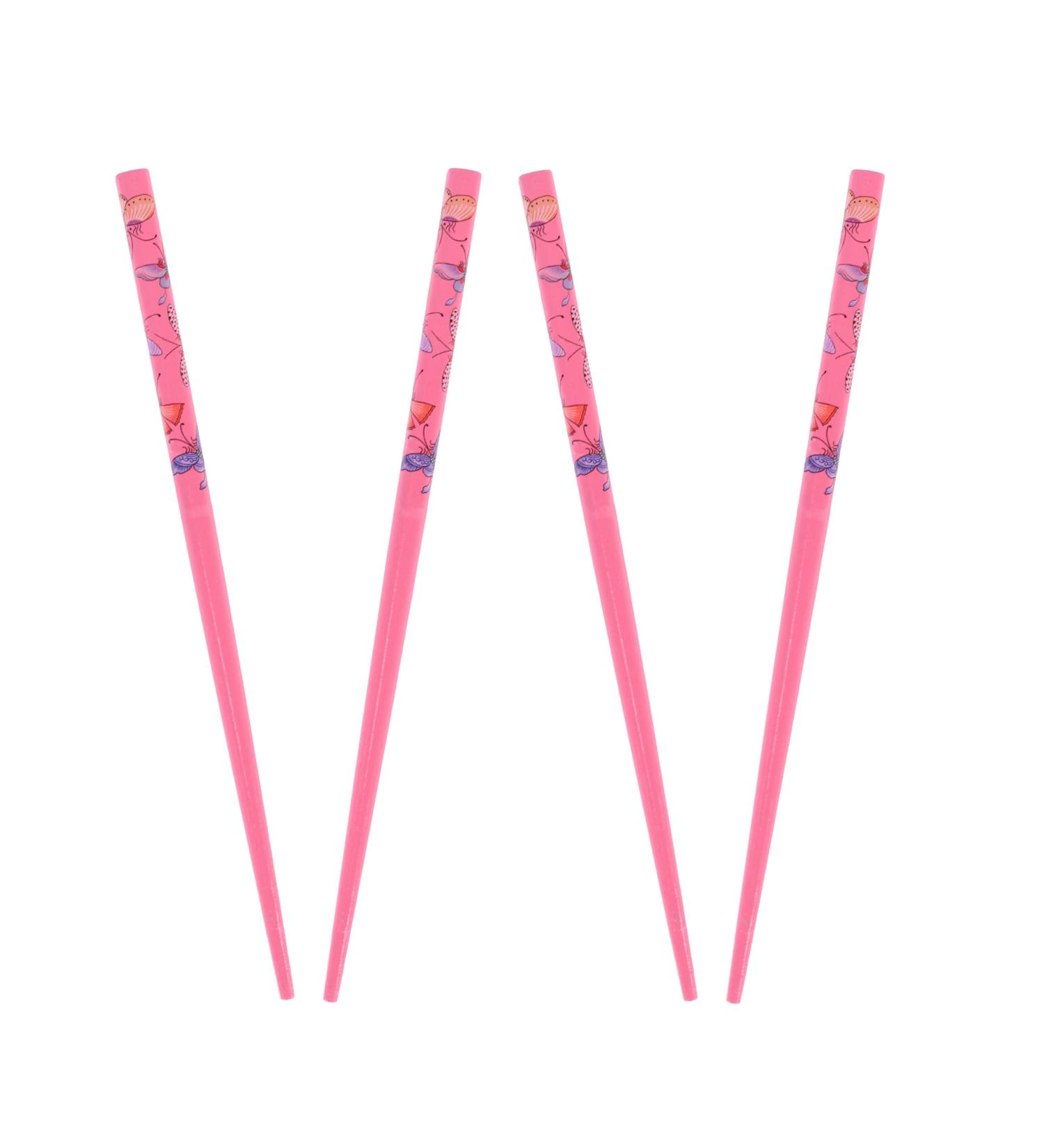 Set of 4 Pink Butterfly Hair Sticks | Hair Chopsticks Set - Buy Online on GoSupps.com