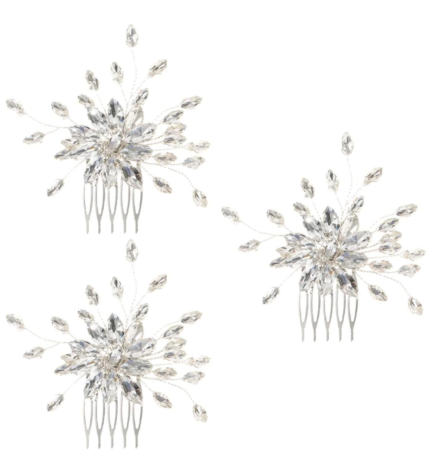FRCOLOR Set of 3 Comb Prom Headband Wedding Tiara Hair Accessories Hair Combs Wedding Hair Clips for Brides Hair Combs Rhinestones Headpiece Hairpiece Bridal Plastic - Buy Online on GoSupps.com
