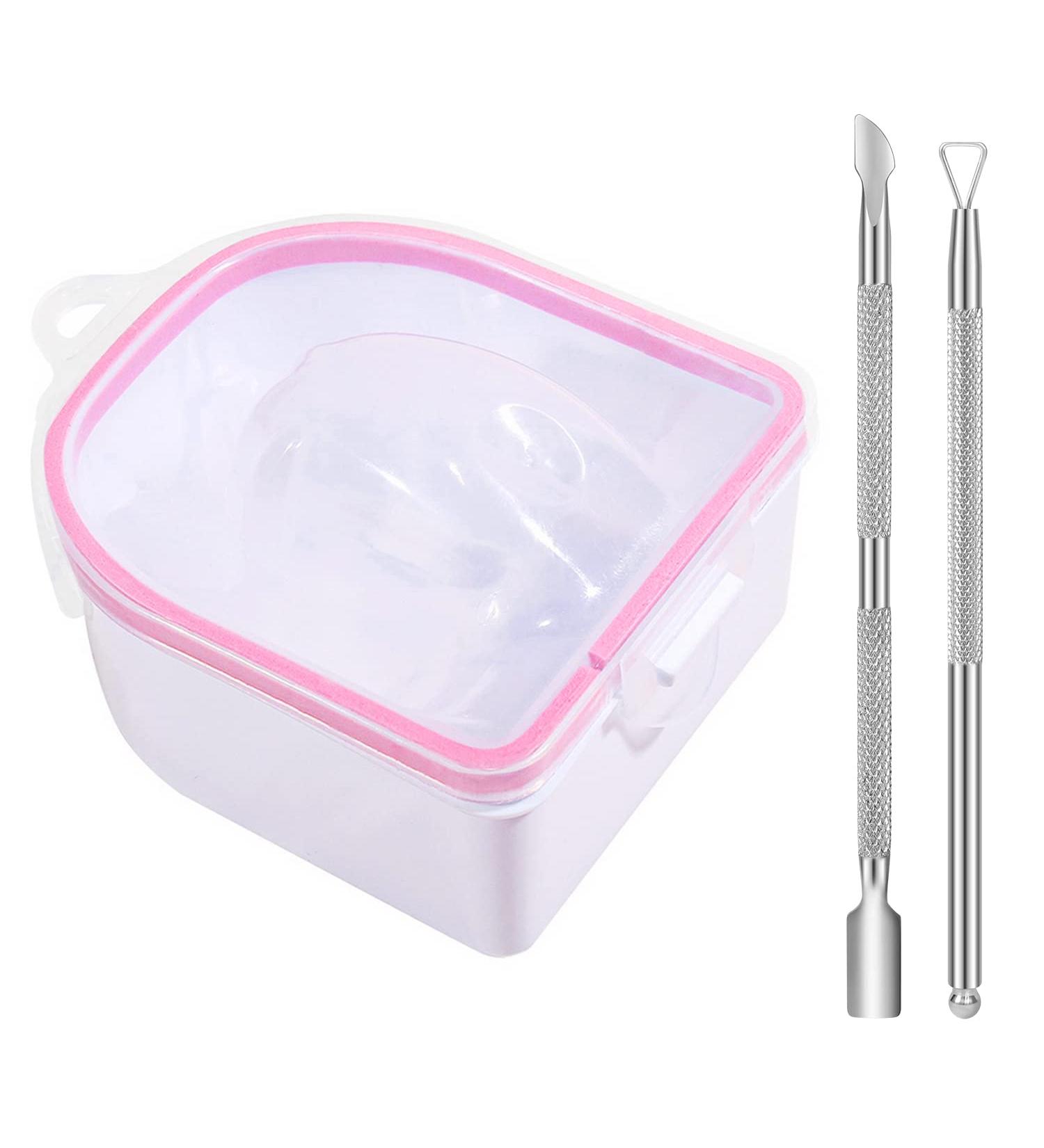 3 in 1 Nail Soaking Bowl Kit with Cuticle Peeler and Pusher - Pink - Buy Online on GoSupps.com
