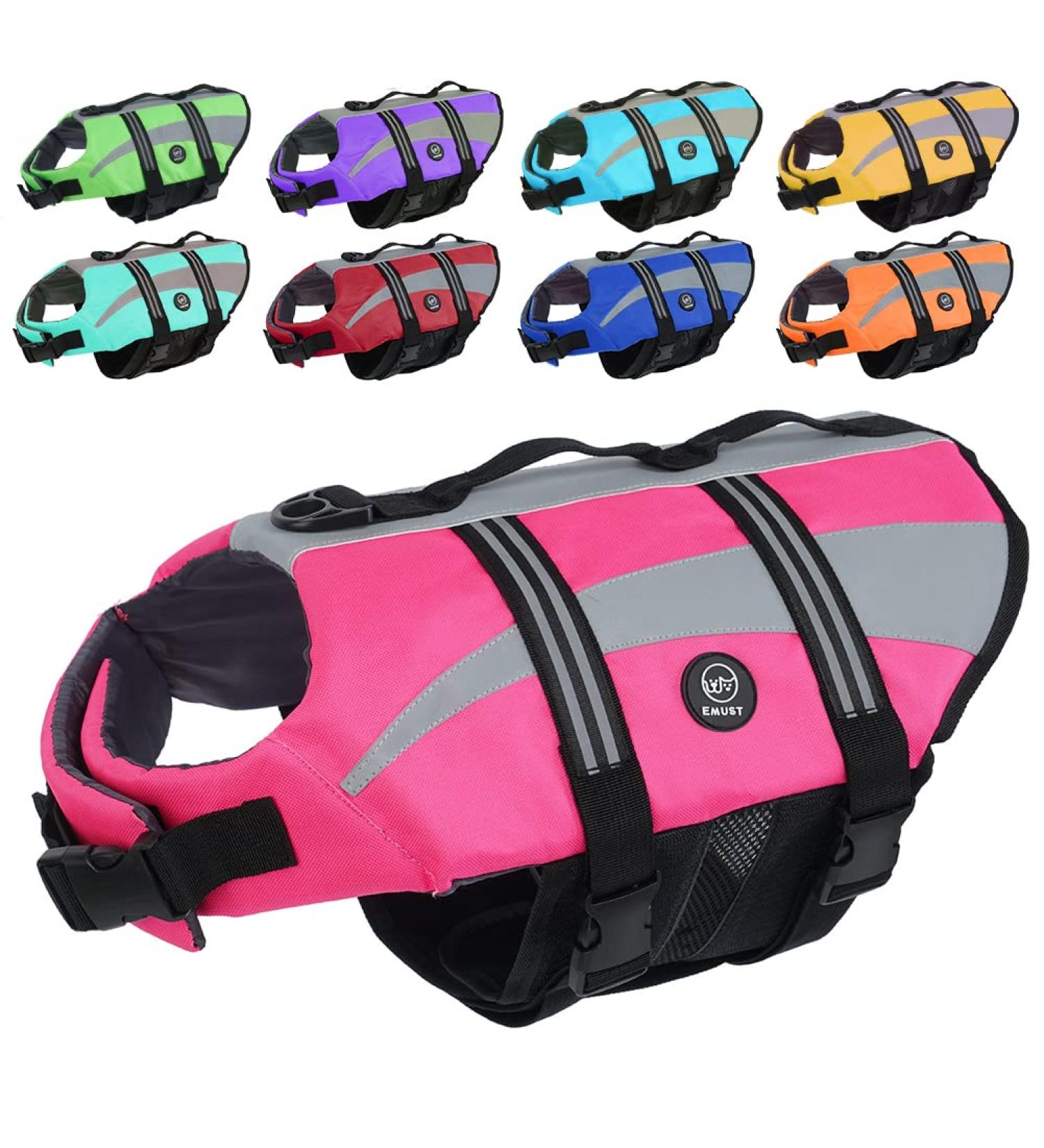 Emust Dog Life Vest - Lightweight Swimming Jacket for Small Medium & Large Dogs - Pink XL Rose for Safe Water Fun - Buy Online on GoSupps.com