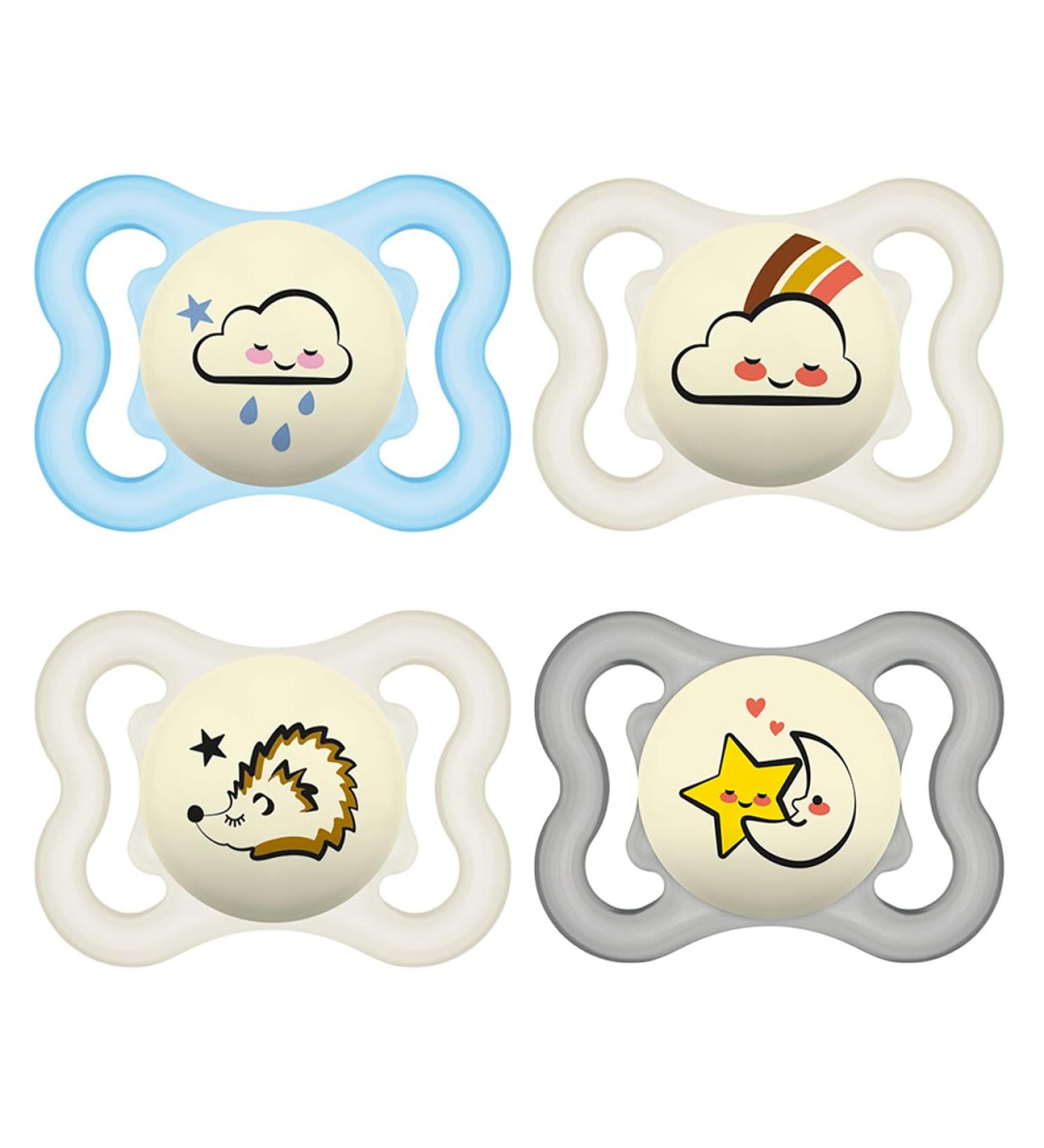 MAM Dental Pacifier Supreme Night 0-6 Months - Pack of 4 Skin Soft Silicone Tooth Friendly International Shipping - Buy Online on GoSupps.com