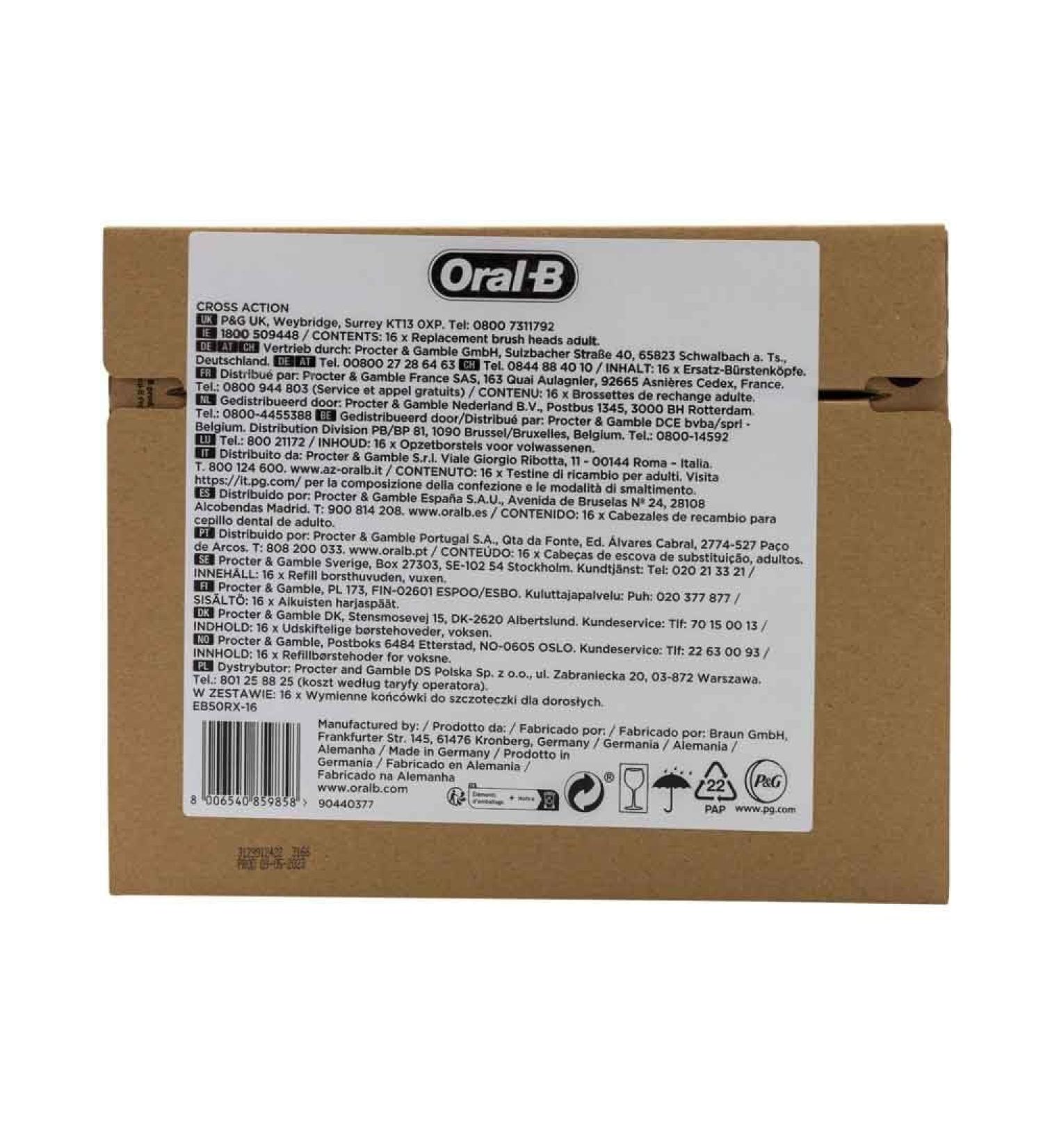 Oral-B Testine di Ricambio Pro Cross Action 16 Testine Adatto per Buca Delle Lettere