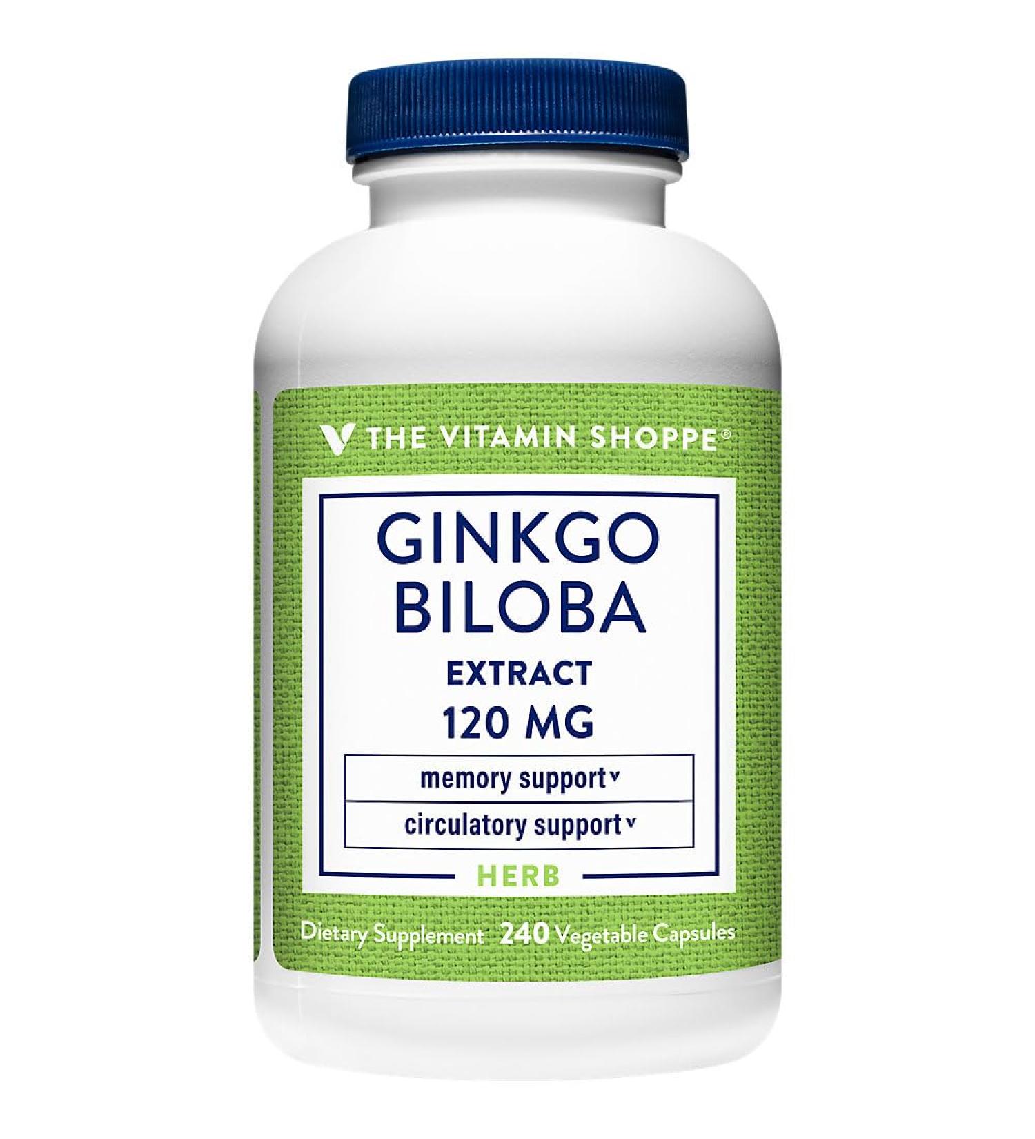 The Vitamin Shoppe Ginkgo Biloba 120 MG - Memory Support Mental Clarity & Circulation Standardized Extract (240 Vegetable Capsules)