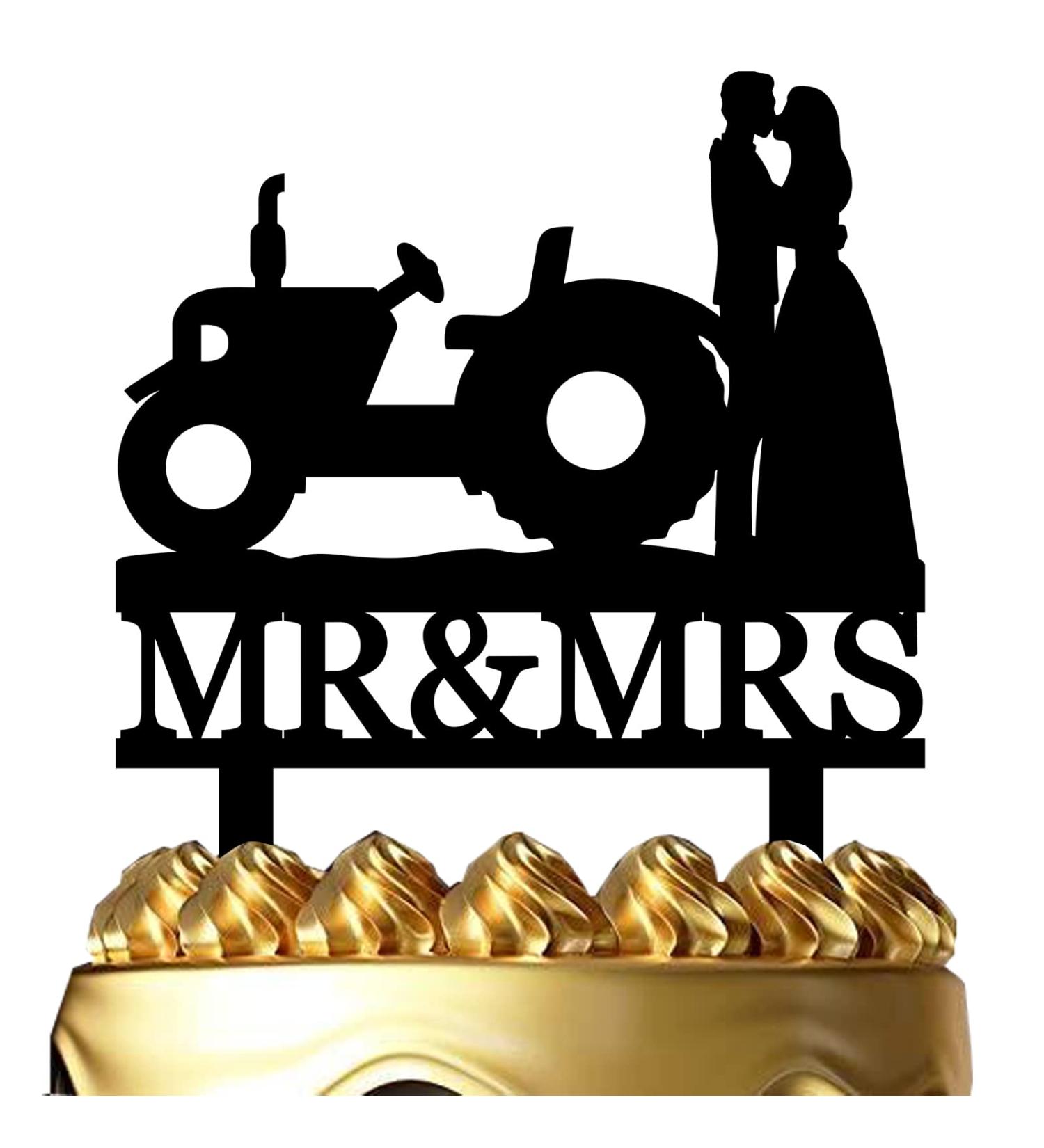 Funny Wedding Cake Topper - Groom and Bride Kissing Beside The Tractor - Farmer Wedding Cake Topper Southern Style Wedding Cake Topper (Tractor) - Buy Online on GoSupps.com