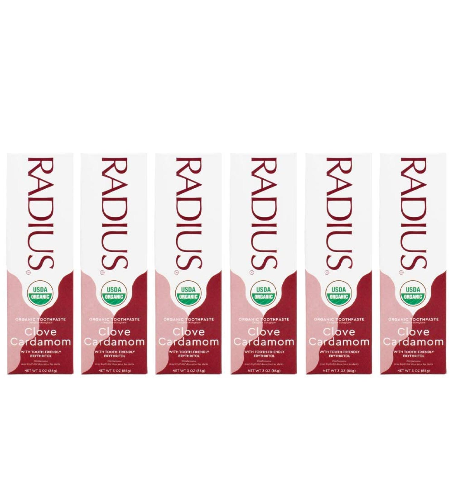 RADIUS USDA Organic Toothpaste - Clove Cardamom Non-Toxic Gluten-Free 3oz (Pack of 6) | Improve Gum Health & Prevent Cavities - Buy Online on GoSupps.com