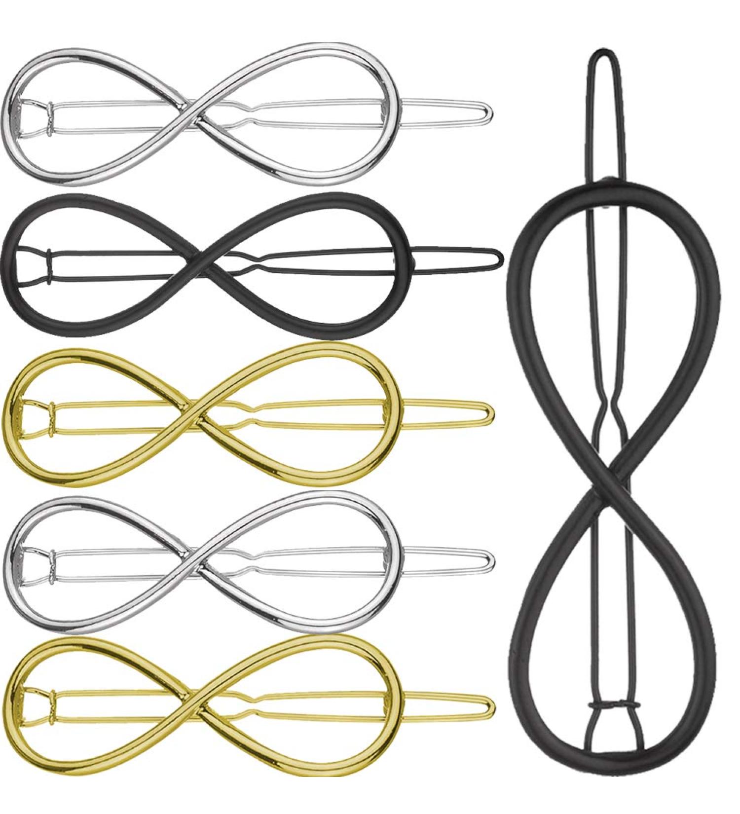 Srtyz 6Pcs Hair Clips - Metal Clamps for Women | Minimalist Style Rhinestone Wedding Hairpins in Black Gold & Silver - Buy Online on GoSupps.com