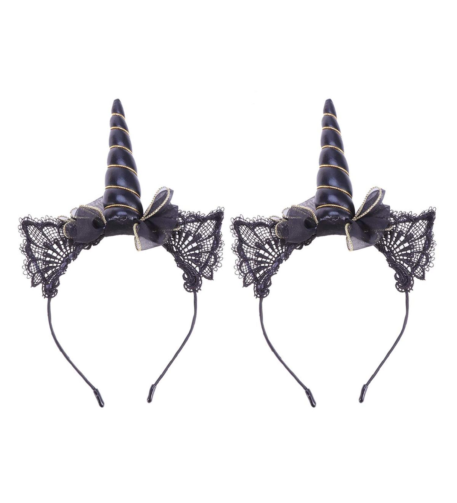 Lurrose Unicorn Headband - 2 Pieces Cat Ear Headbands for Birthday Halloween Easter Parties - International Shipping Available - Buy Online on GoSupps.com