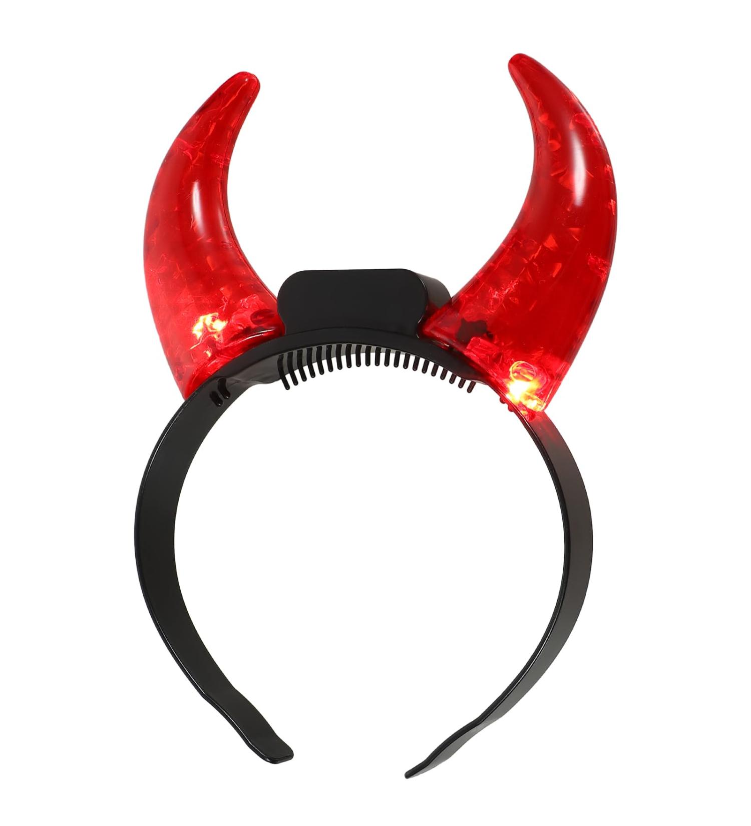 Holibanna Devil Horns Headband LED Light Up Hairband Red Demon Horns Head Boppers Fancy Evil Witch Costume Headwear for Cosplay Dress up Party Supply - Buy Online on GoSupps.com