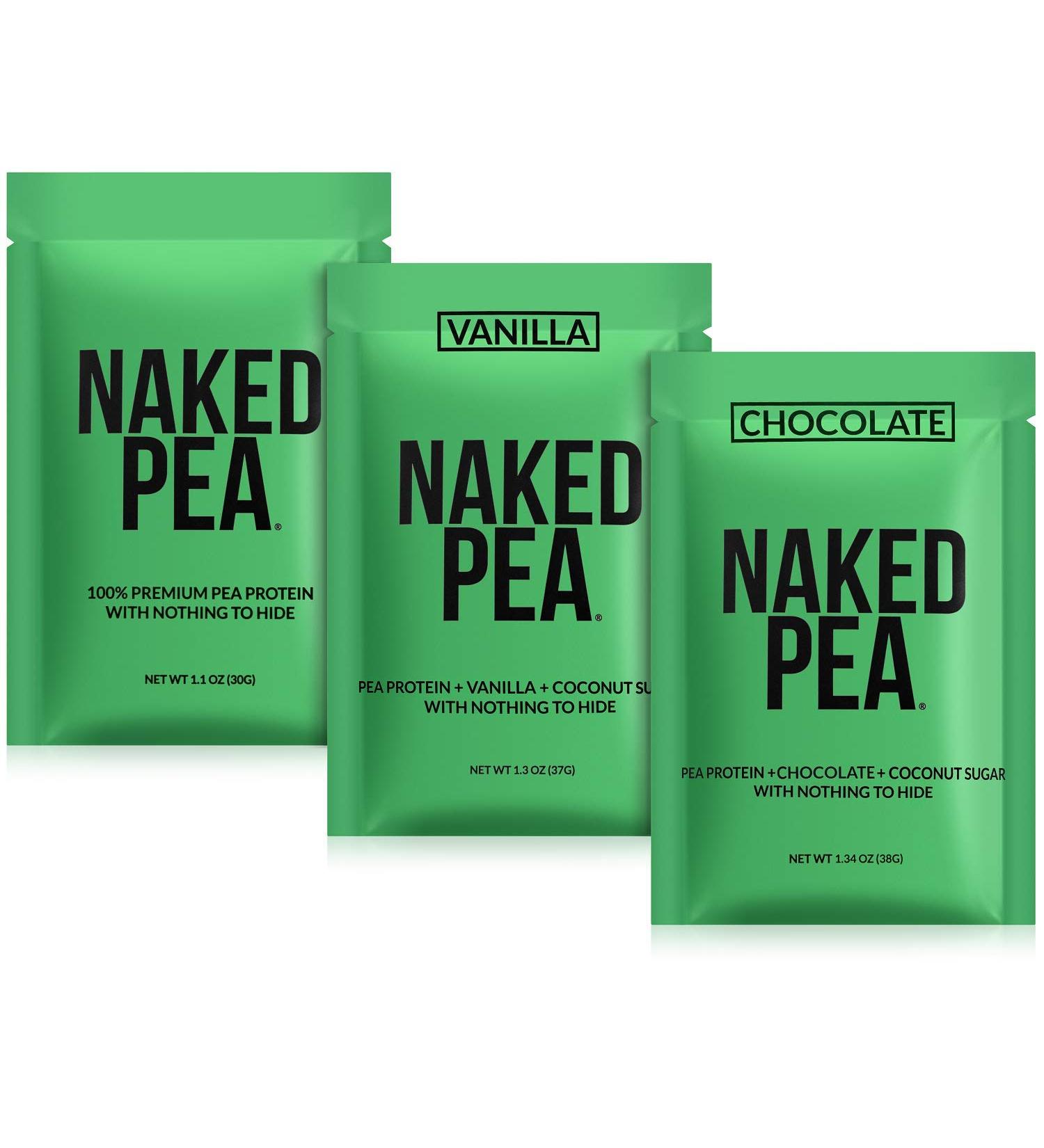 Naked Nutrition Vegan Sample Pack - Pea Protein Trio in Chocolate, Vanilla | Plant-Based Protein Powder Sampler - Buy Online on GoSupps.com