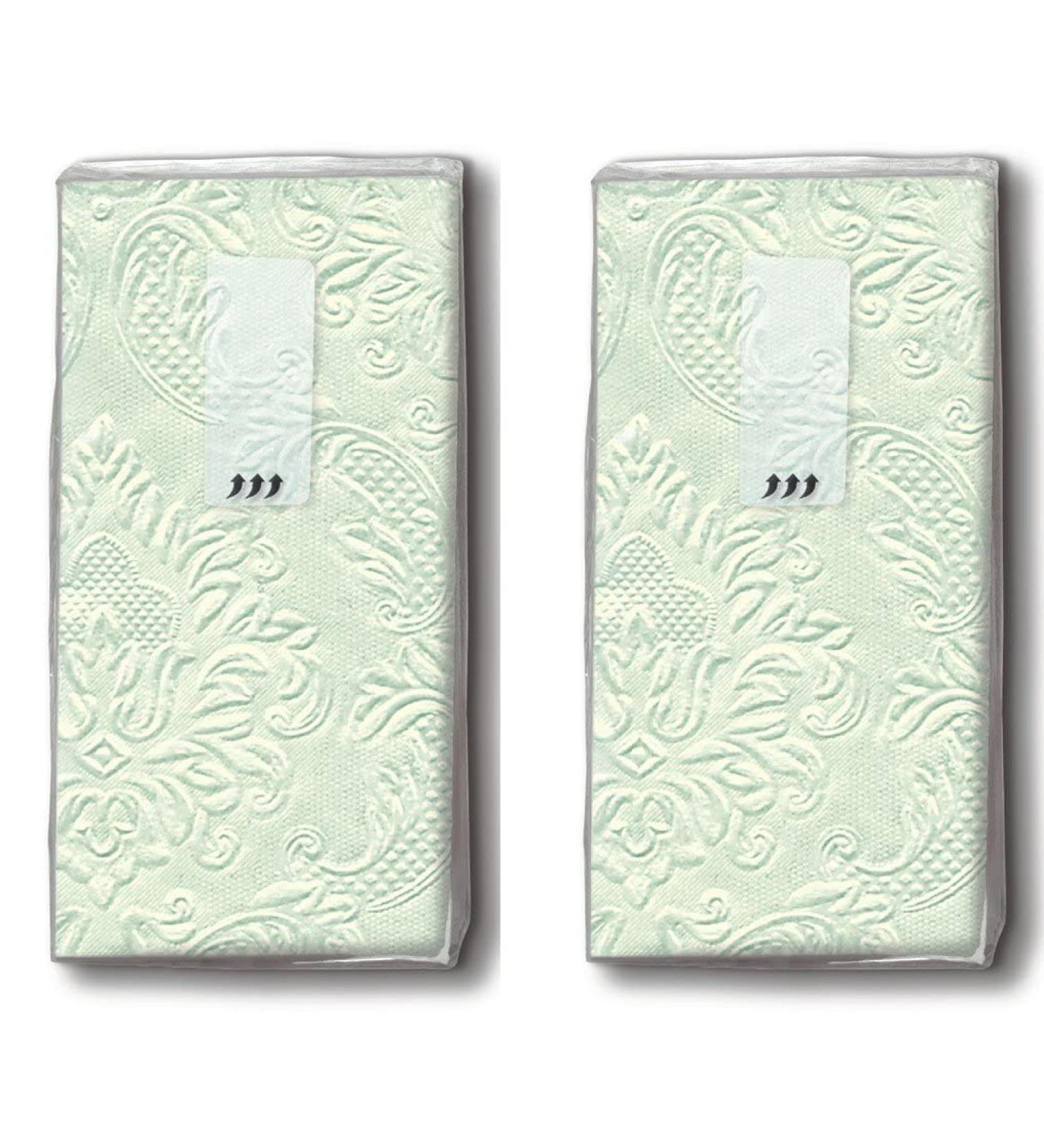 20 handkerchiefs (2 x 10) handkerchiefs moments ornaments pale green - uni pastel green shaped with ornaments/tears of joy/wedding green 10 pieces (2 pack)