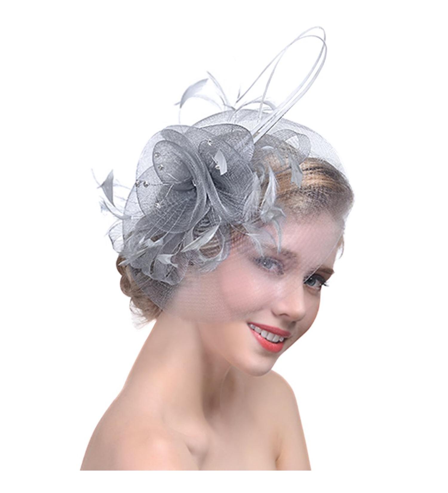 Elegant Wedding Headdress for Women | Yarn Bridal Hair Jewelry & Evening Accessories | Small Banquet Hat & Veil Clip - Buy Online on GoSupps.com