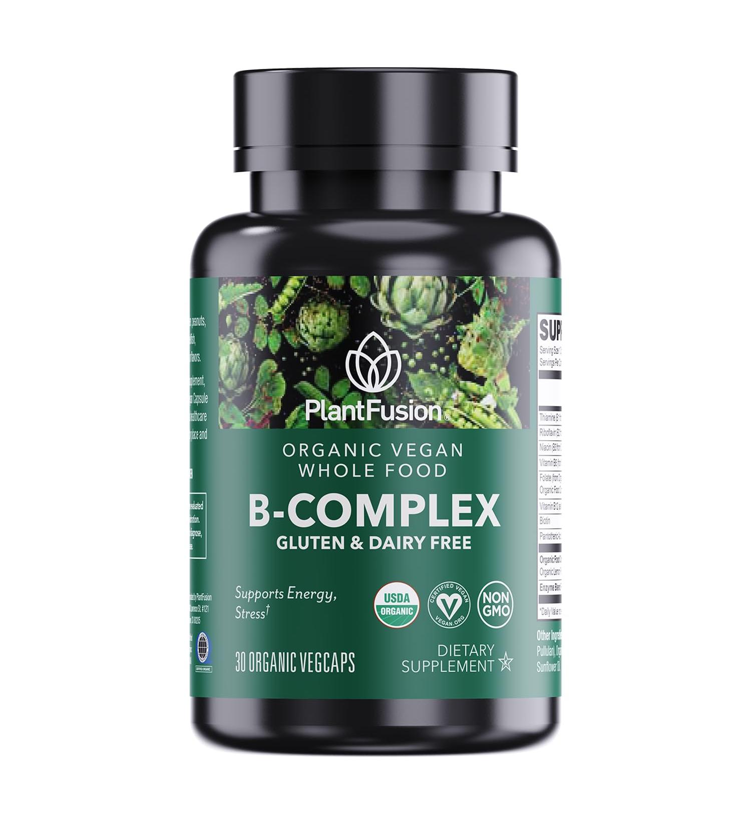 PlantFusion Organic Vitamin B-Complex Vegan Whole Food Supplement for Energy & Metabolism Methylated B12 Guava Lemon & Basil Non-GMO Gluten-Free - 30 Capsules - Buy Online on GoSupps.com