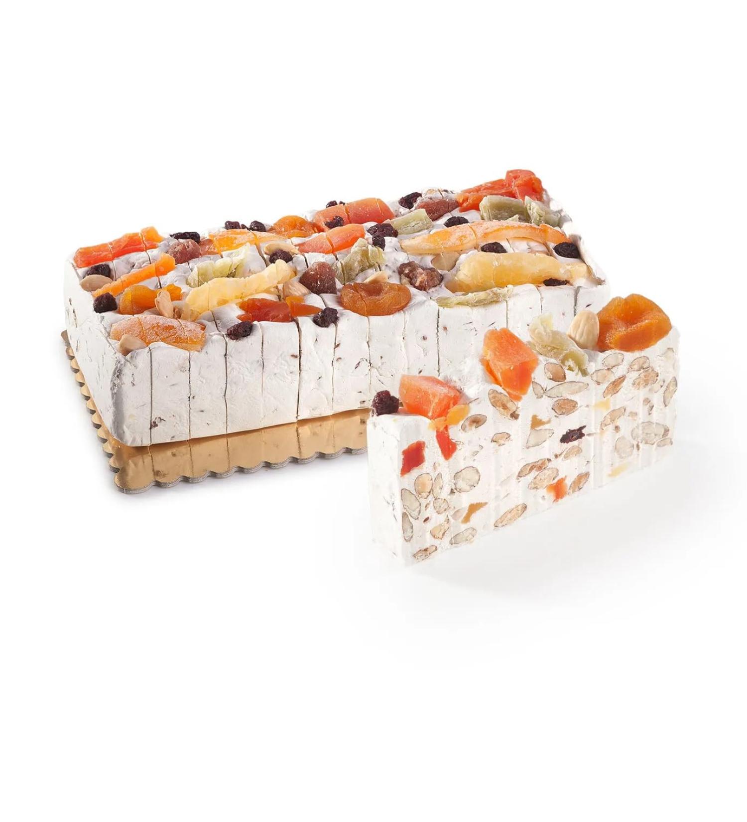Artisan Italian Soft Nougat Rectangular Cake Sliced 200g - Torrone Italiano with Almonds & - Mixed Flavours (Fruit)