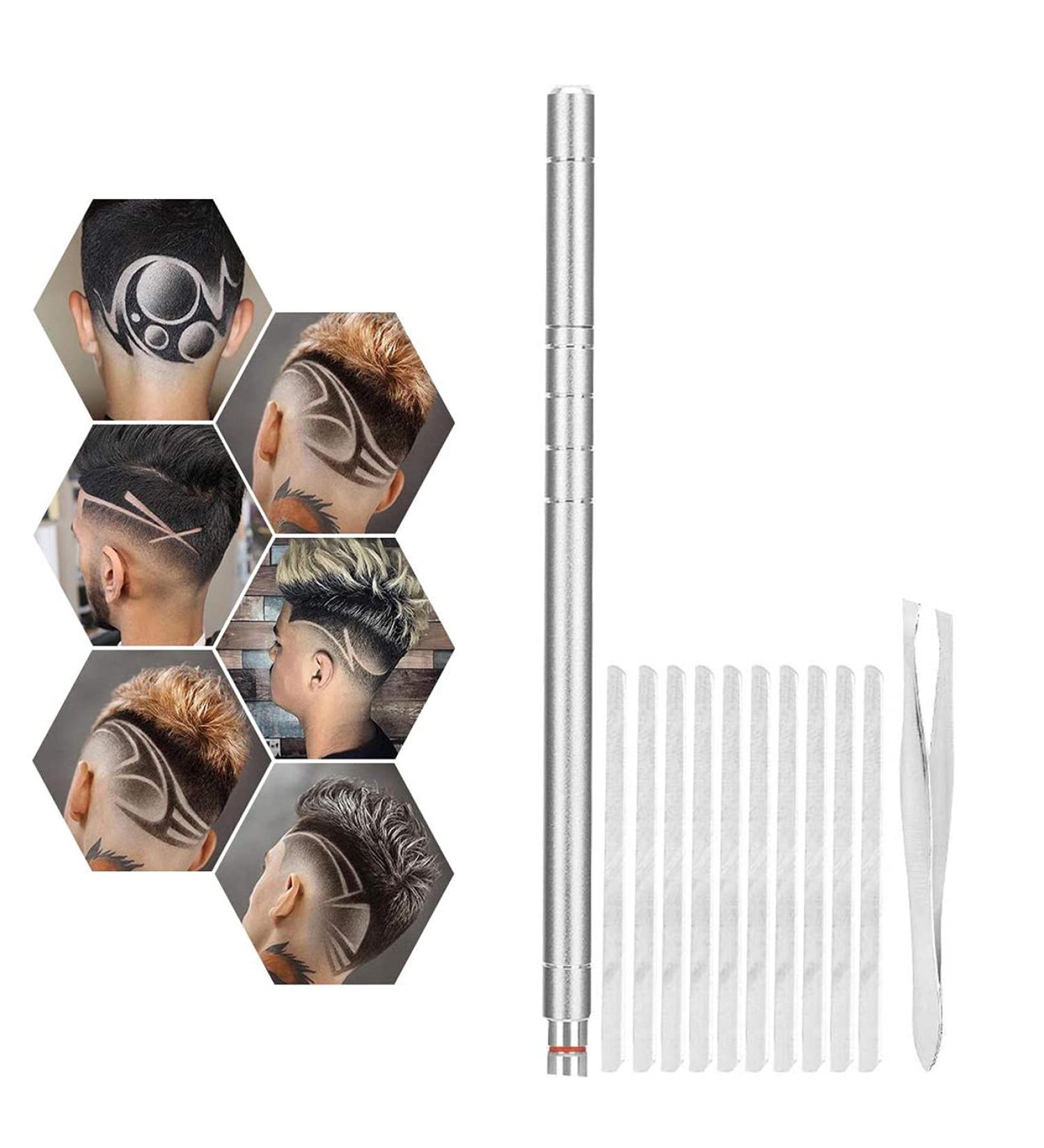 DIY Shaving Pen for Hair Design | 10 Stainless Steel Blades Eyebrow Beard Razor - Perfect for Precision Grooming - Buy Online on GoSupps.com