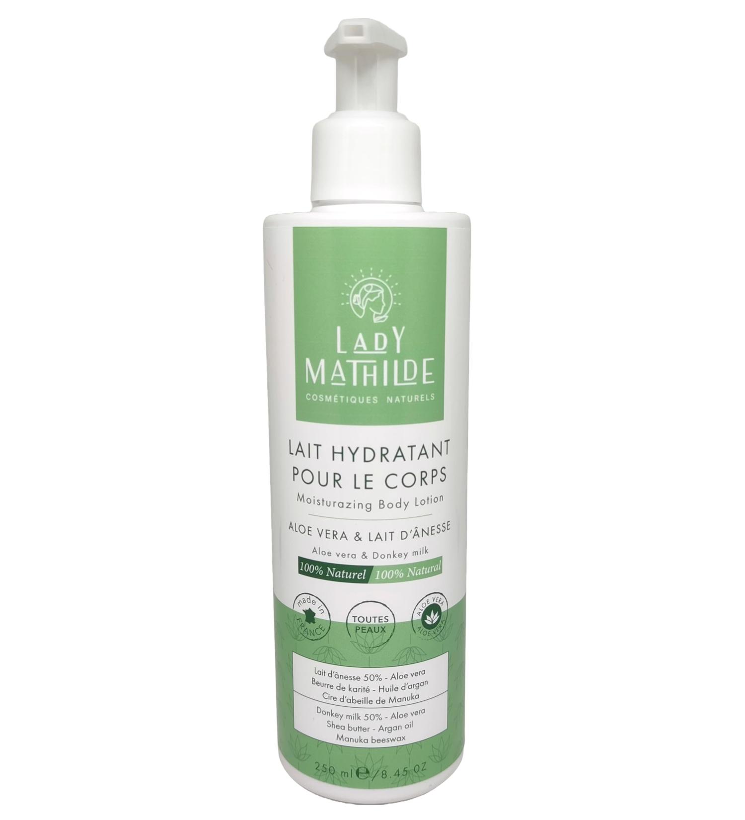 Lady Mathilde Moisturizing Body Lotion - 100% Natural Aloe Vera & Donkey Milk for All Skin Types - Hydrating for Dry & Sensitive Skin - Made in France - 250ml - Buy Online on GoSupps.com