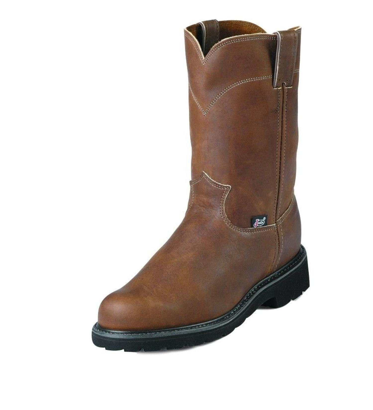 Justin Mens Dbl Comfort Pull On Work Boots 12 Wide