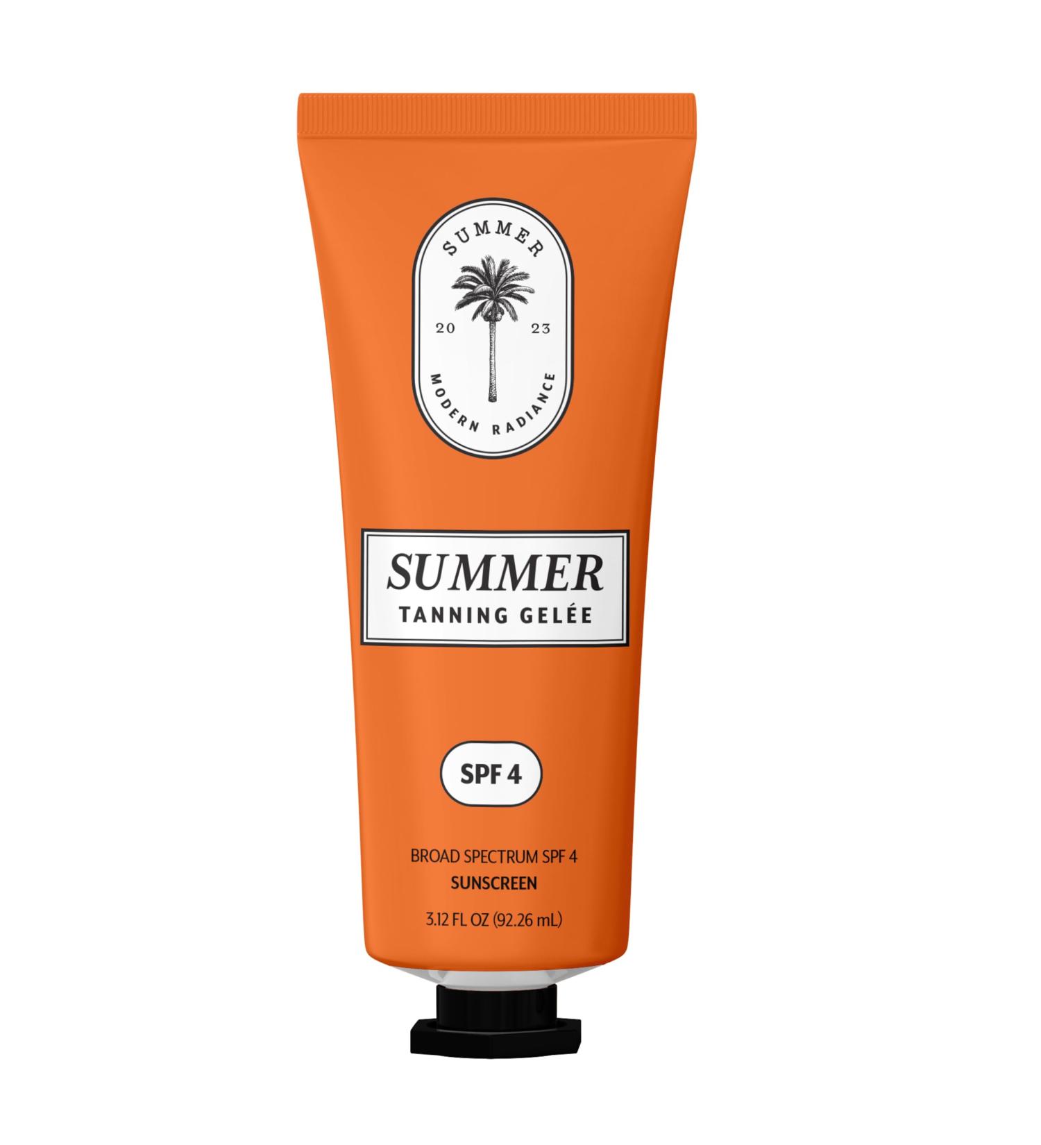 Summer Gel e Tanning Lotion Gel - USA Made SPF 4 | Hydrating & Quick Absorb Tanning Oil | Broad Spectrum UVA/UVB Protection | 3.12 OZ - Buy Online on GoSupps.com