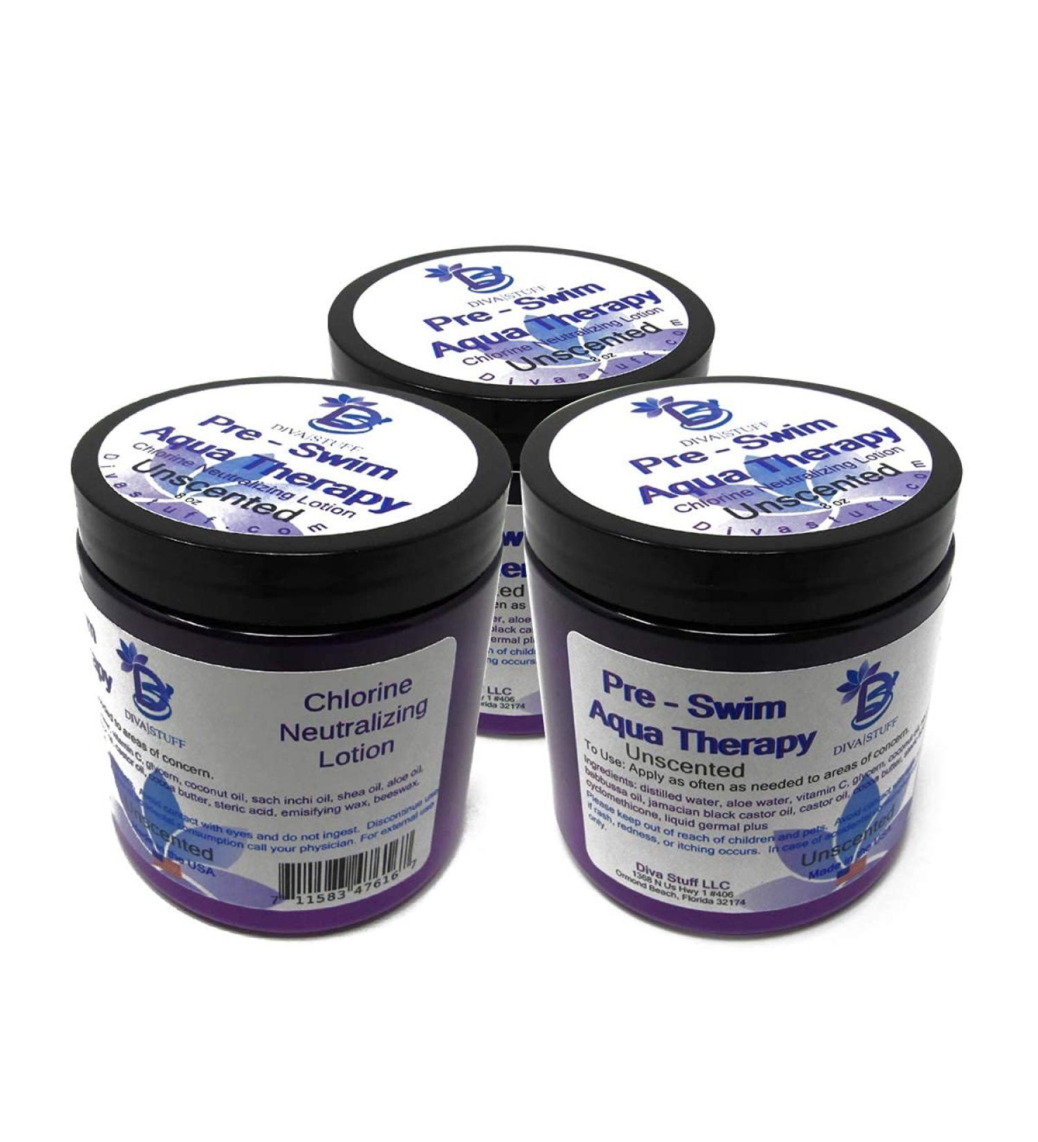 Diva Stuff Pre-Swim Aqua Therapy Chlorine Neutralizing Body Lotion - 3 Pack | Protects Skin from Chlorine and Salt Water | Unscented - Buy Online on GoSupps.com