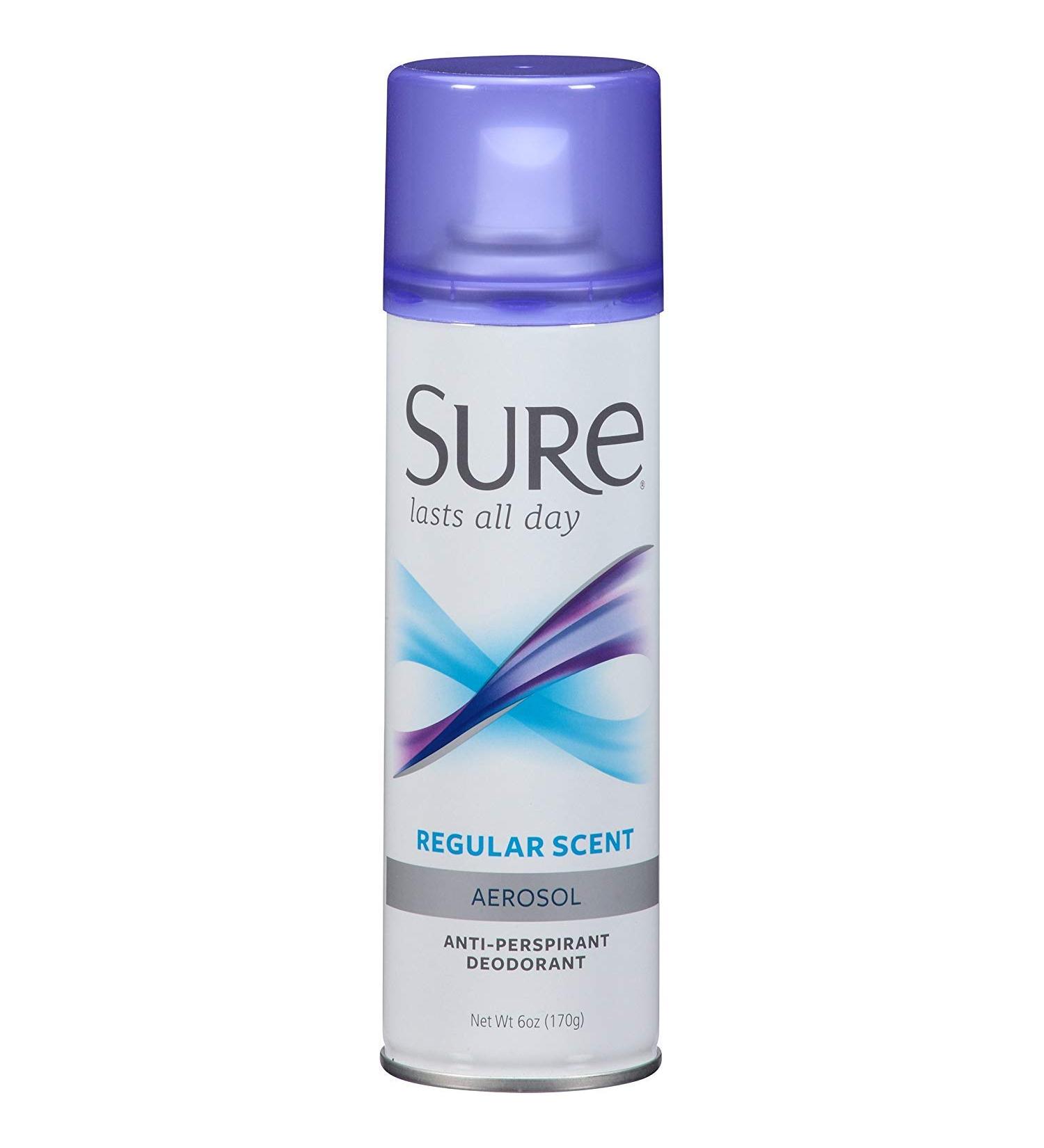 Sure Deodorant 6 Ounce Aerosol Regular Scent 6 Ounce (Pack of 3)