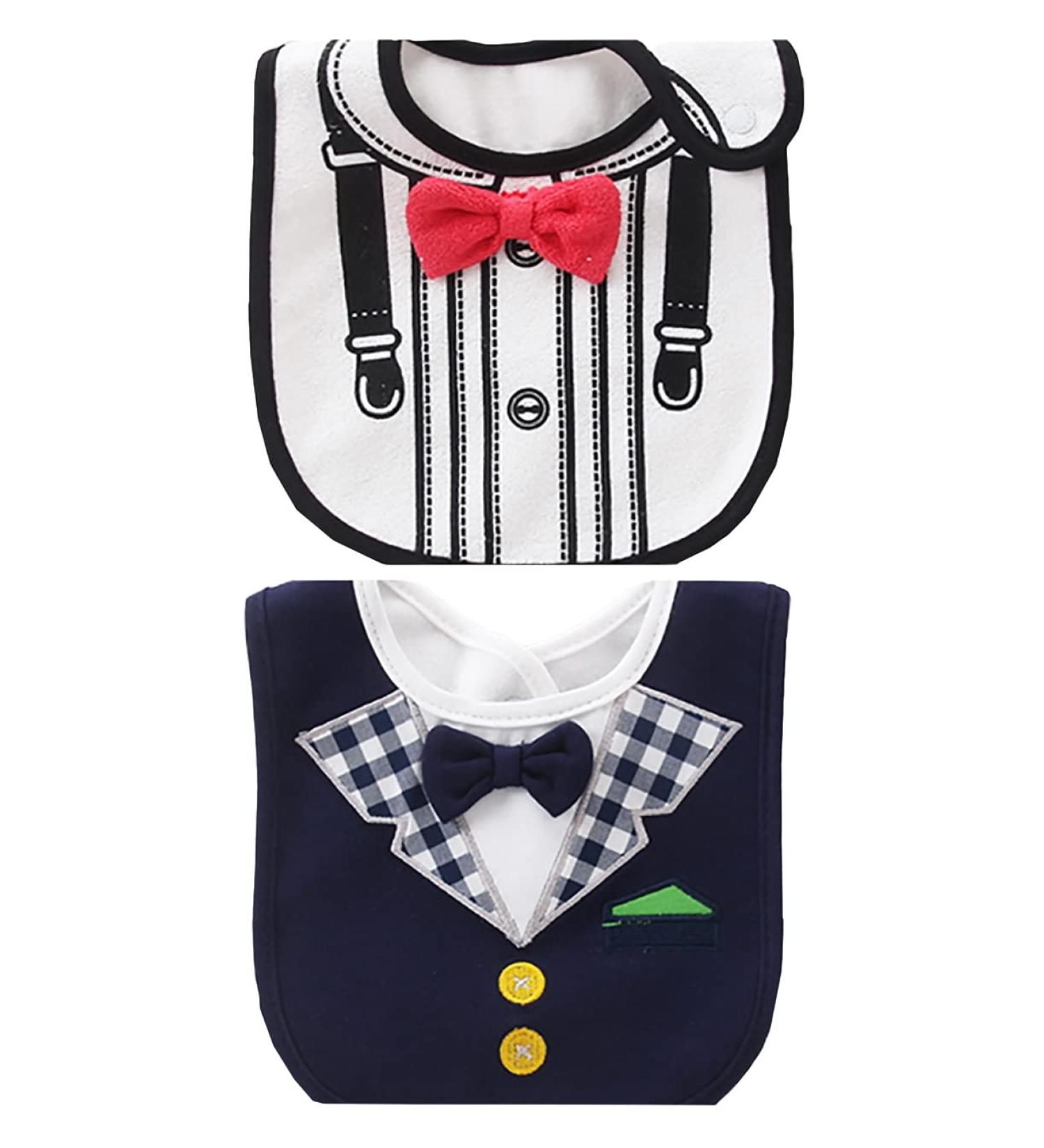 FEIFEI'S BOW 2PCS Baby Kids Bibs - Gentleman Bow Feeding Bandana Apron Set - Buy Online on GoSupps.com
