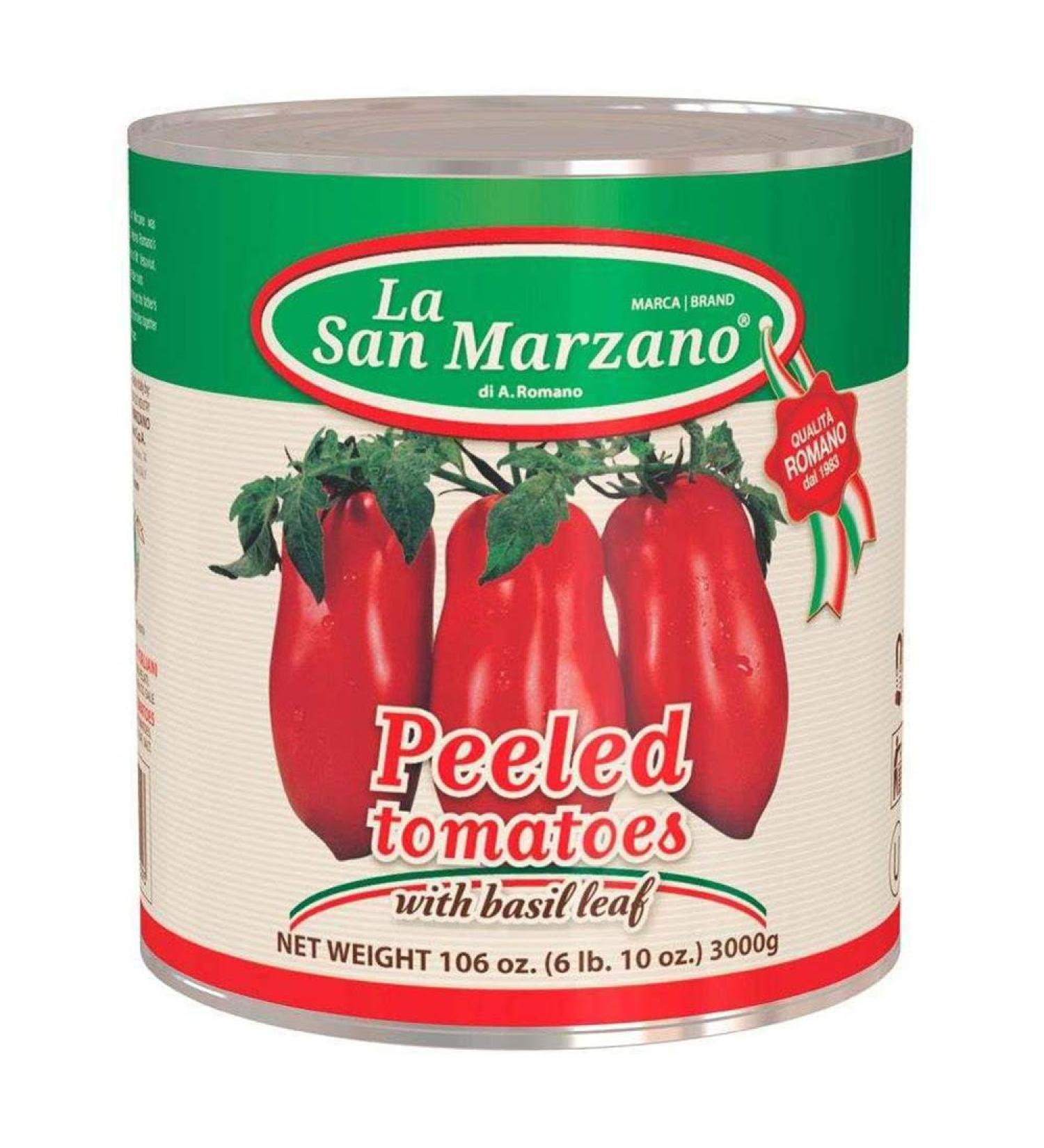 La San Marzano Peeled Tomatoes with Basil Leaf 106 oz. (Pack of 1) - 100% Product of Italy