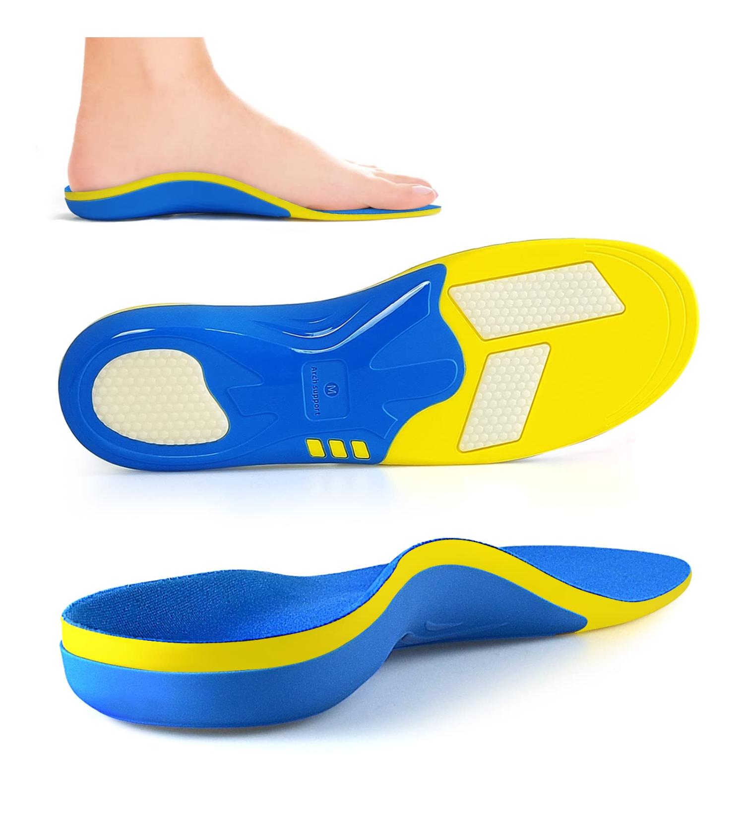 Orthopedic Gel Insoles for Flat Feet & Plantar Fasciitis | Pain Relief Shoe Inserts for Work Shoes - Buy Online on GoSupps.com