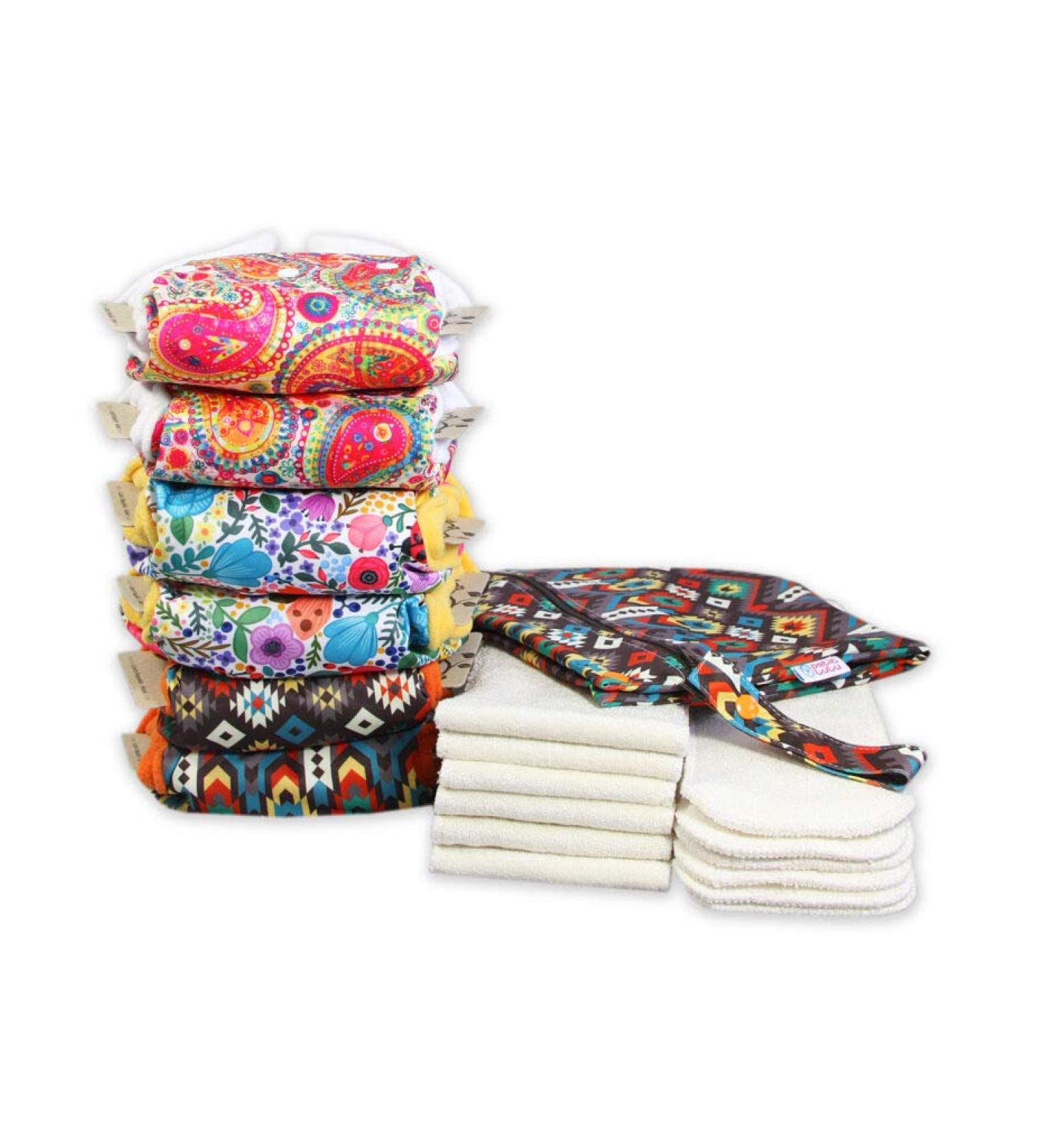 PETIT LULU 6 AIO Fabric Diapers with Waterproof Pocket | Organic & Fluffy | Tower Diap Pack | International Shipping | Made in EU - Buy Online on GoSupps.com