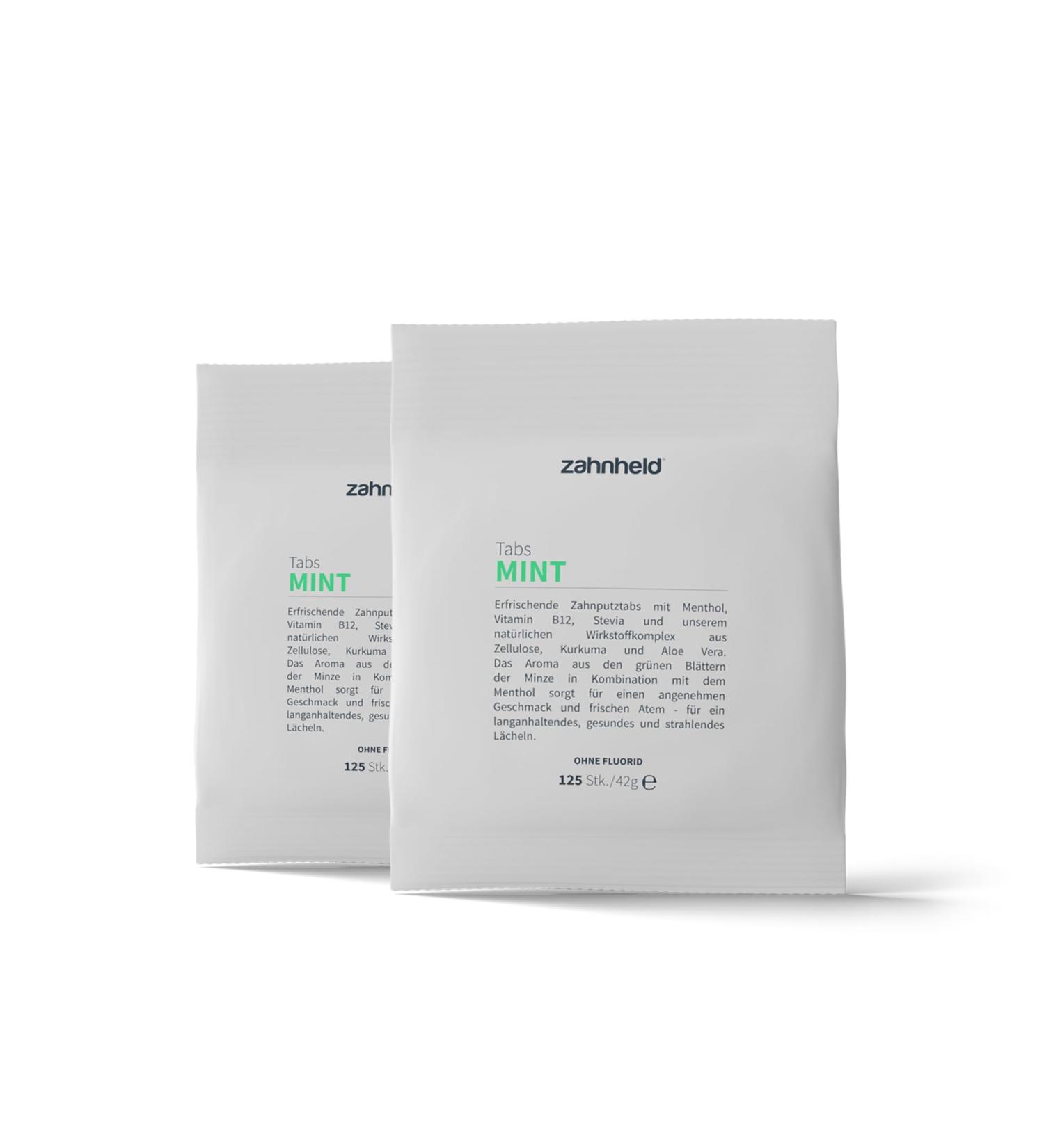 Zahnheld Toothbrush Tabs Mint - Fluoride-Free 250 Tabs (Pack of 2) | Eco-Friendly Oral Care - Buy Online on GoSupps.com