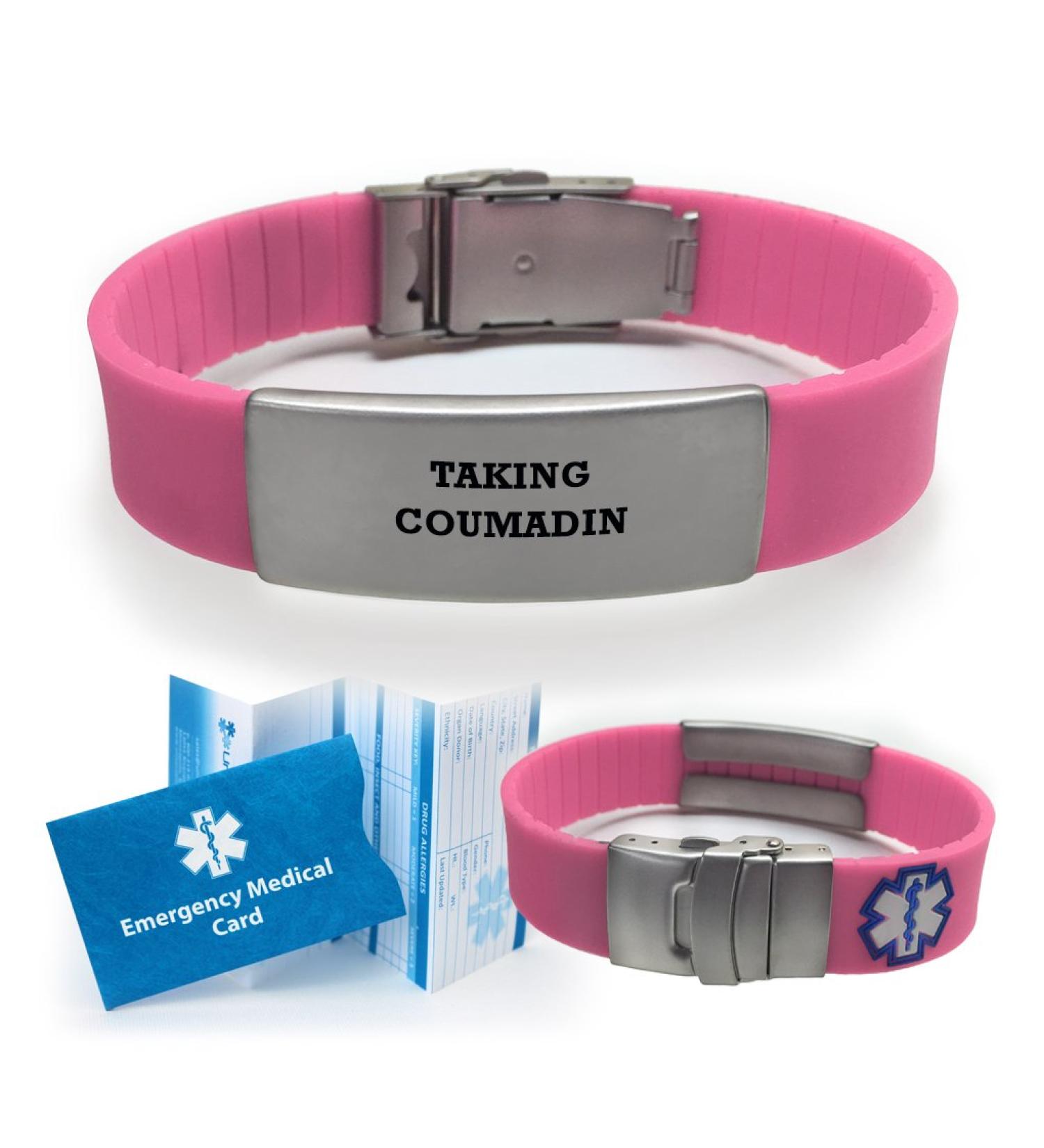 Coumadin SPORT Medical Alert ID Bracelet for Women - Pink | International Shipping Available - Buy Online on GoSupps.com