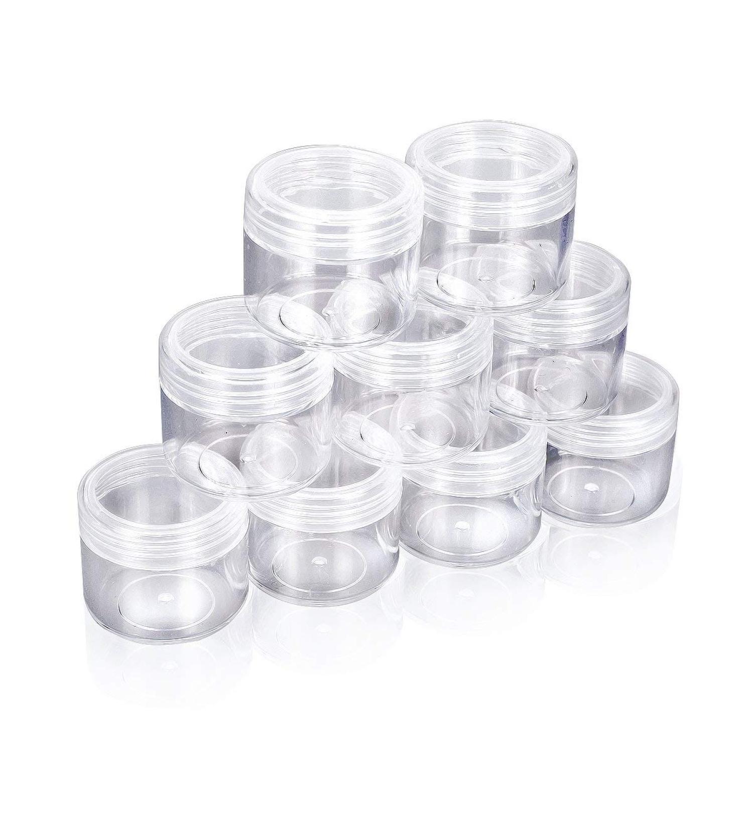 HugeStore 20g Makeup Cream Blush Balm Jars Aluminum Empty Clear Containers 10pcs Clear