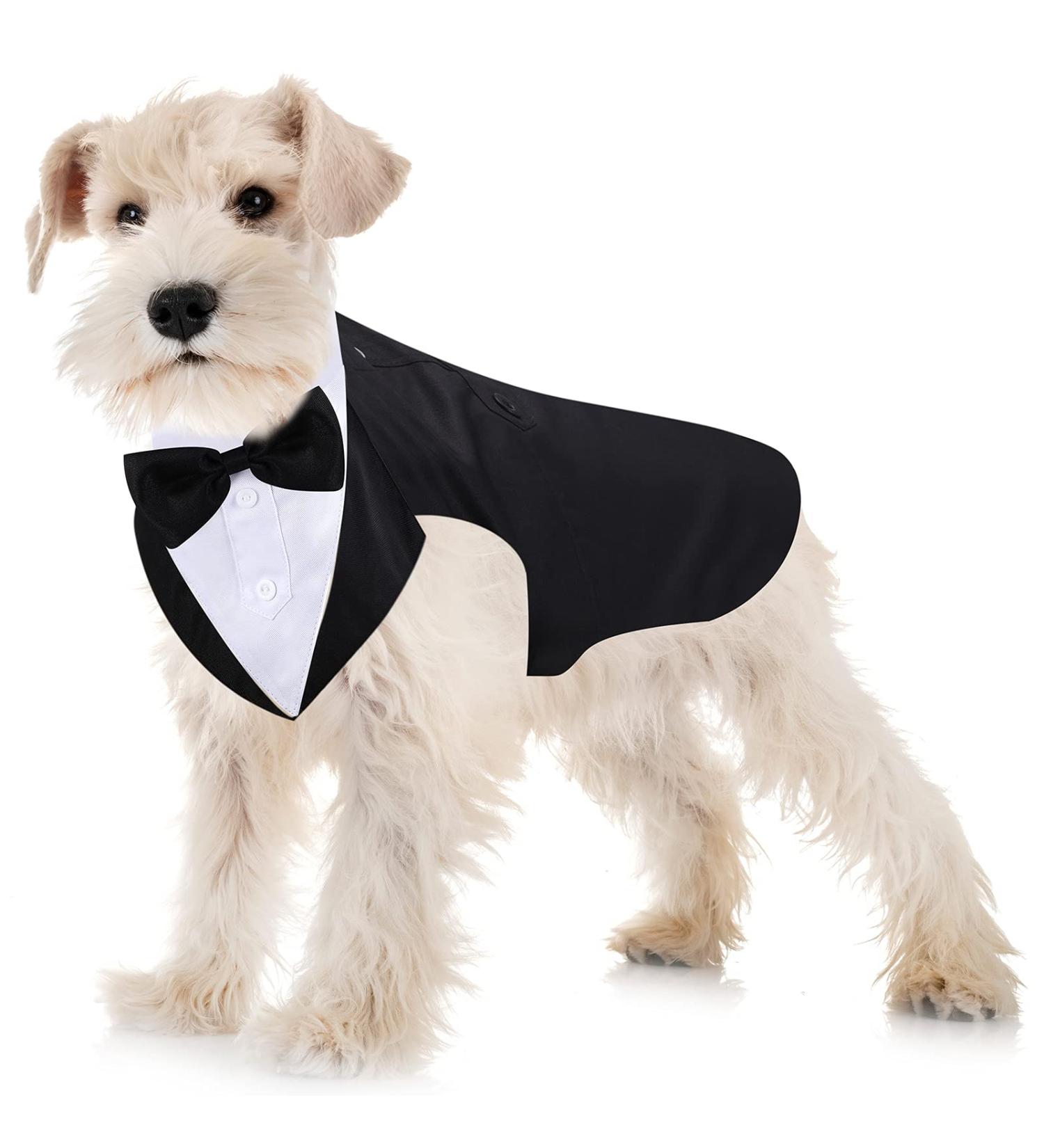 Dog Tuxedo and Bandana Set Dogs Formal Tuxedo PET Wedding Party Suit Wedding Bow Tie Shirt for Wedding Christmas Birthday Costumes (Cute Style M) Cute Style M - Buy Online on GoSupps.com