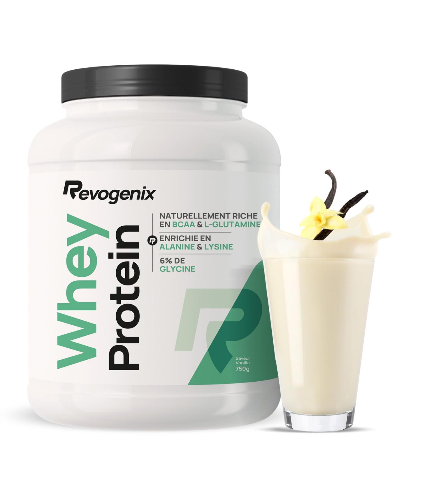 Whey Protein | 25g de Prot ines par Shaker | Riche en BCAA et Glutamine | Enrichie en Glycine | Musculation Rapide & S che | R cup ration | Peu Calorique | 750g | Onctueuse Go t Vanille | Revogenix Vanille 750 g - Buy Online on GoSupps.com