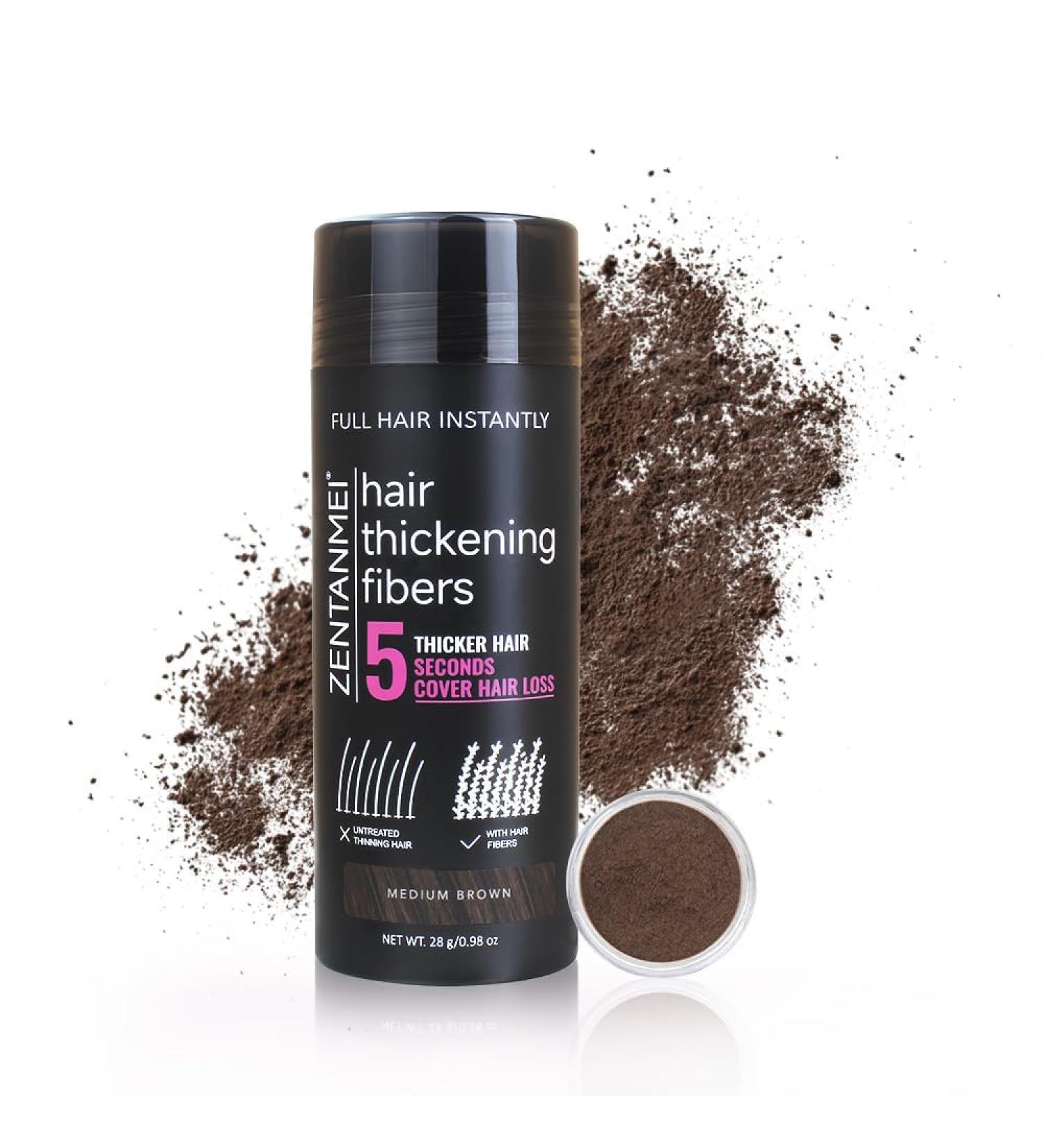 All-Natural Hair Fibers for Thinning Hair - Medium Brown | Hair Volume Powder & Bald Spot Cover Up for Men & Women - 0.98 Oz - Buy Online on GoSupps.com