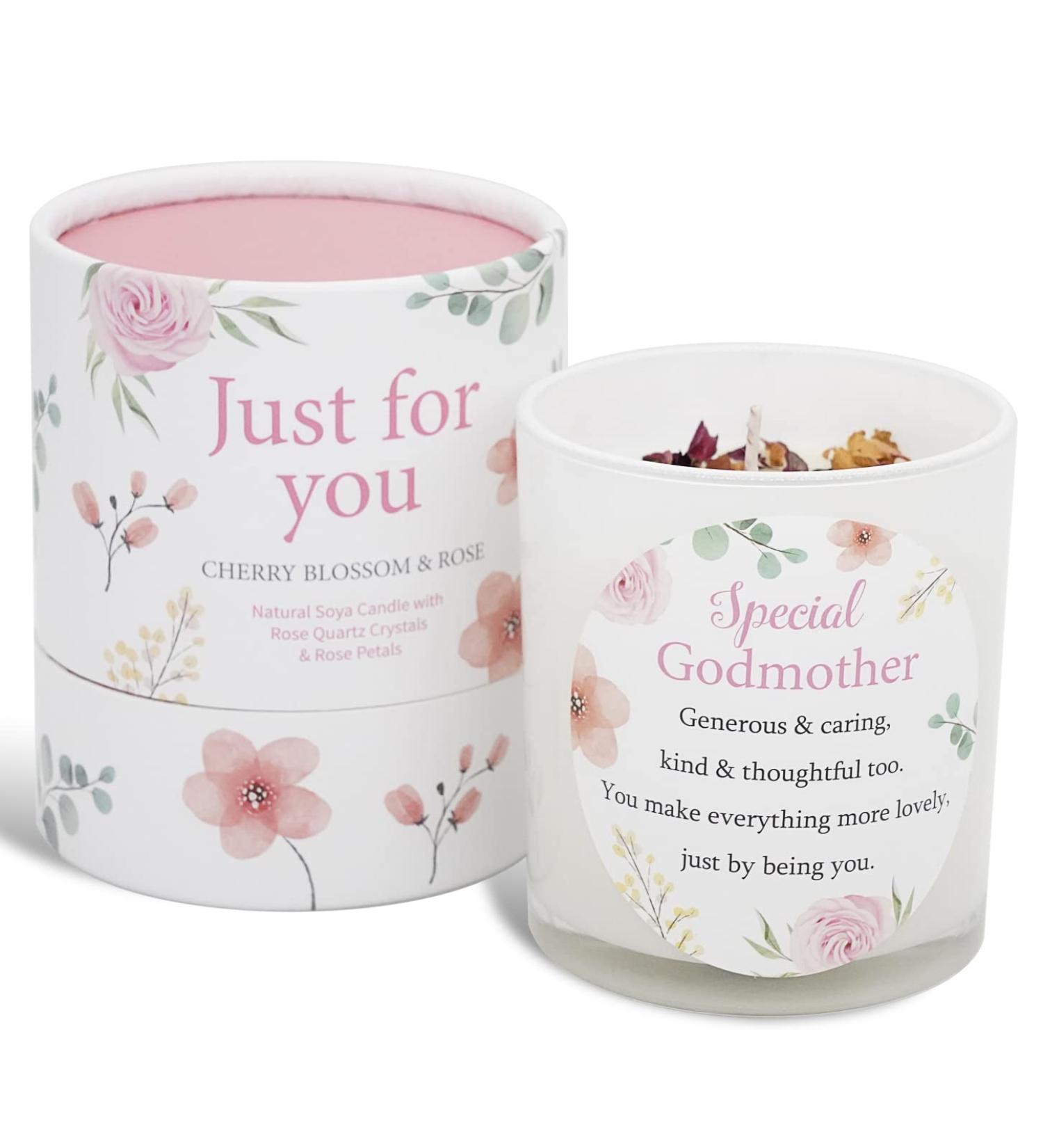 Thoughtful Godmother Candle Gifts | SOYA Candle with Rose Quartz & Rose Petals - Perfect Birthday Gift for Godmother - Buy Online on GoSupps.com