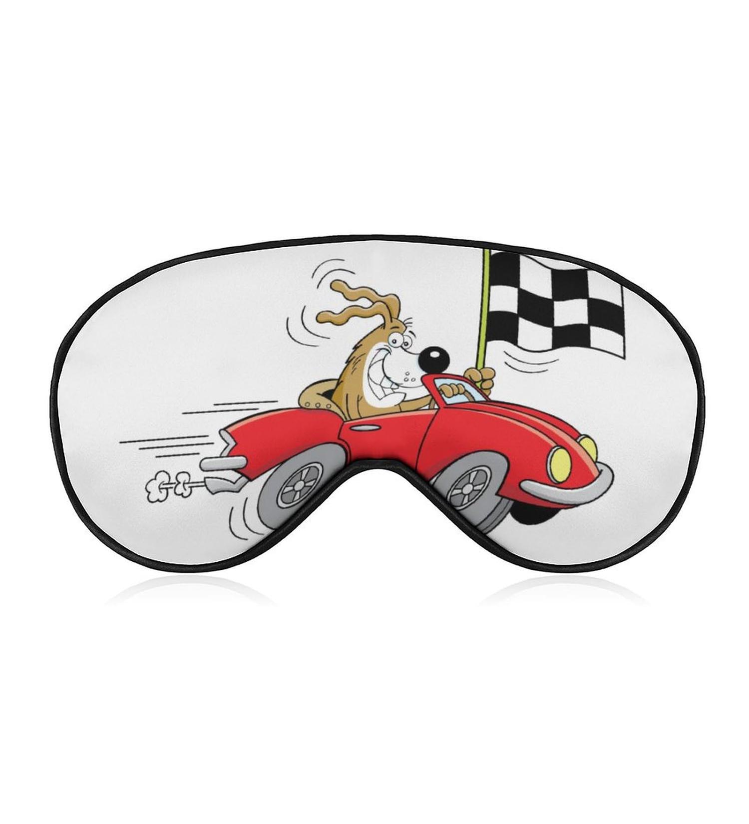 Light-Blocking Funny Dog Sports Car Sleep Mask | Soft Cartoon Eye Cover for Women & Men | Adjustable Comfortable Blindfold - Buy Online on GoSupps.com